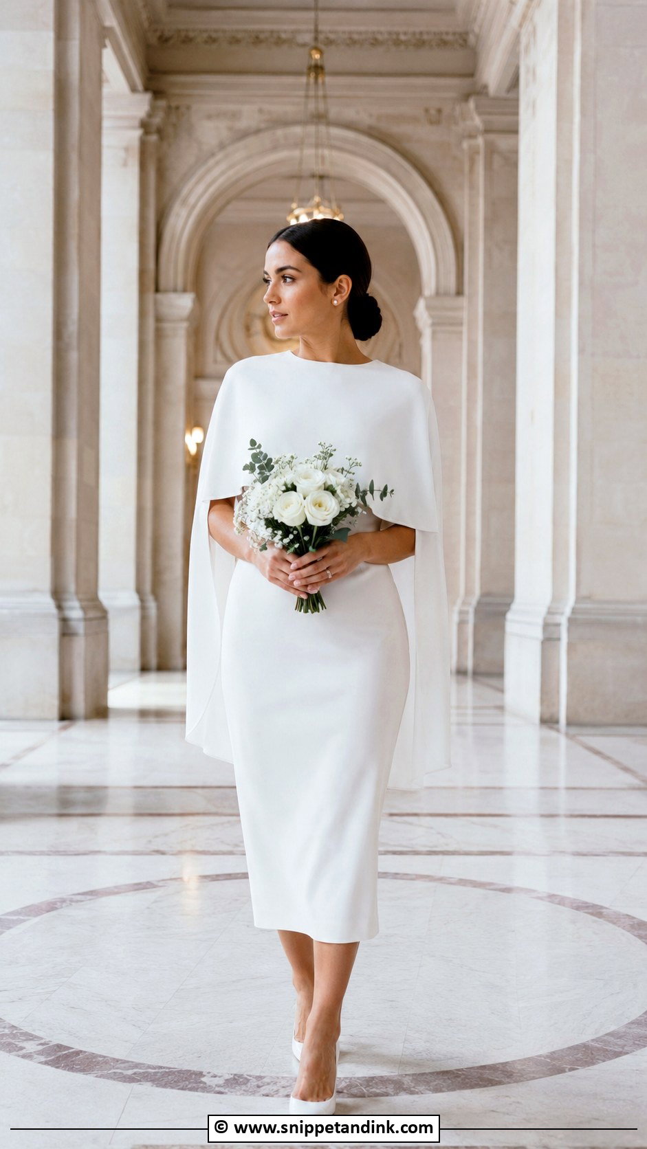 Bridal Cape Dress City Hall Wedding Outfit - Snippet and Ink - 30 City Hall Wedding Outfit Ideas