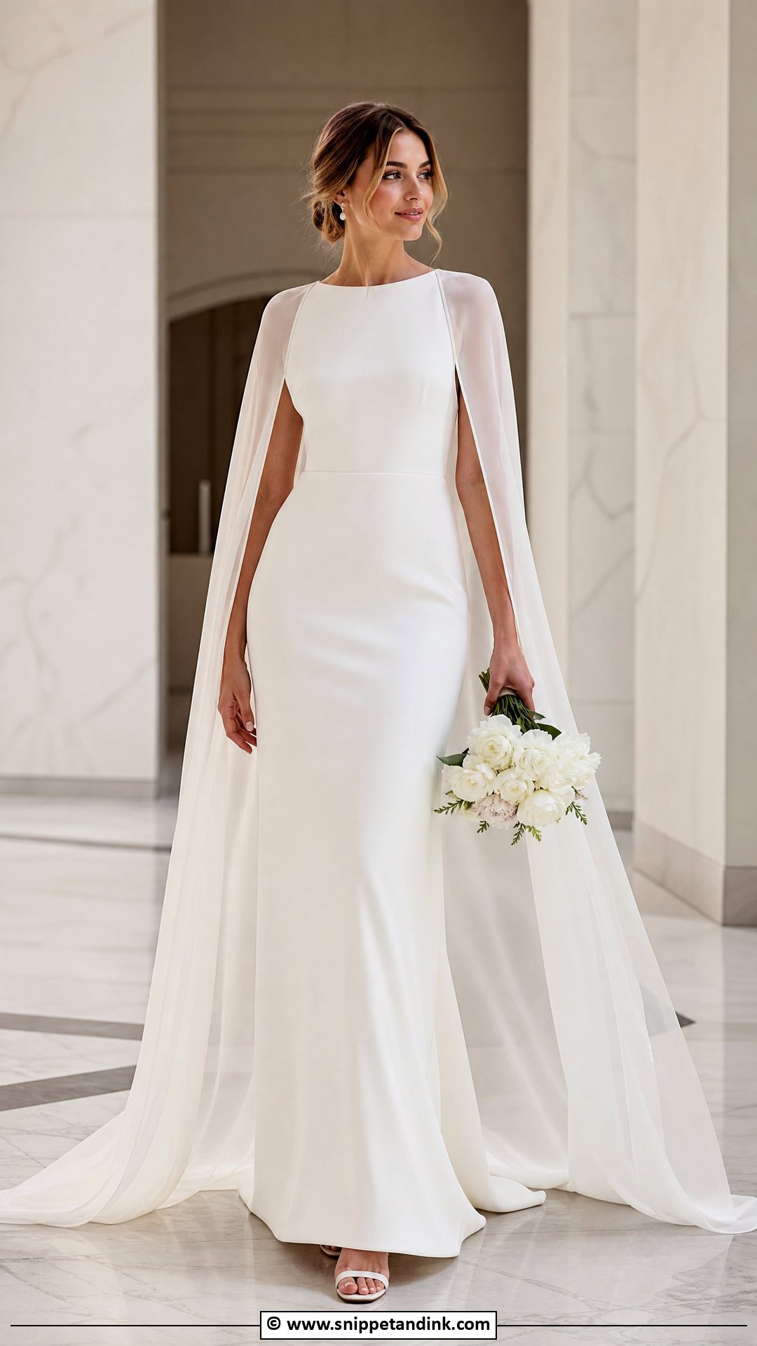 Bridal Cape Dress Outfit - Snippet and Ink - 35 Bridal Outfits