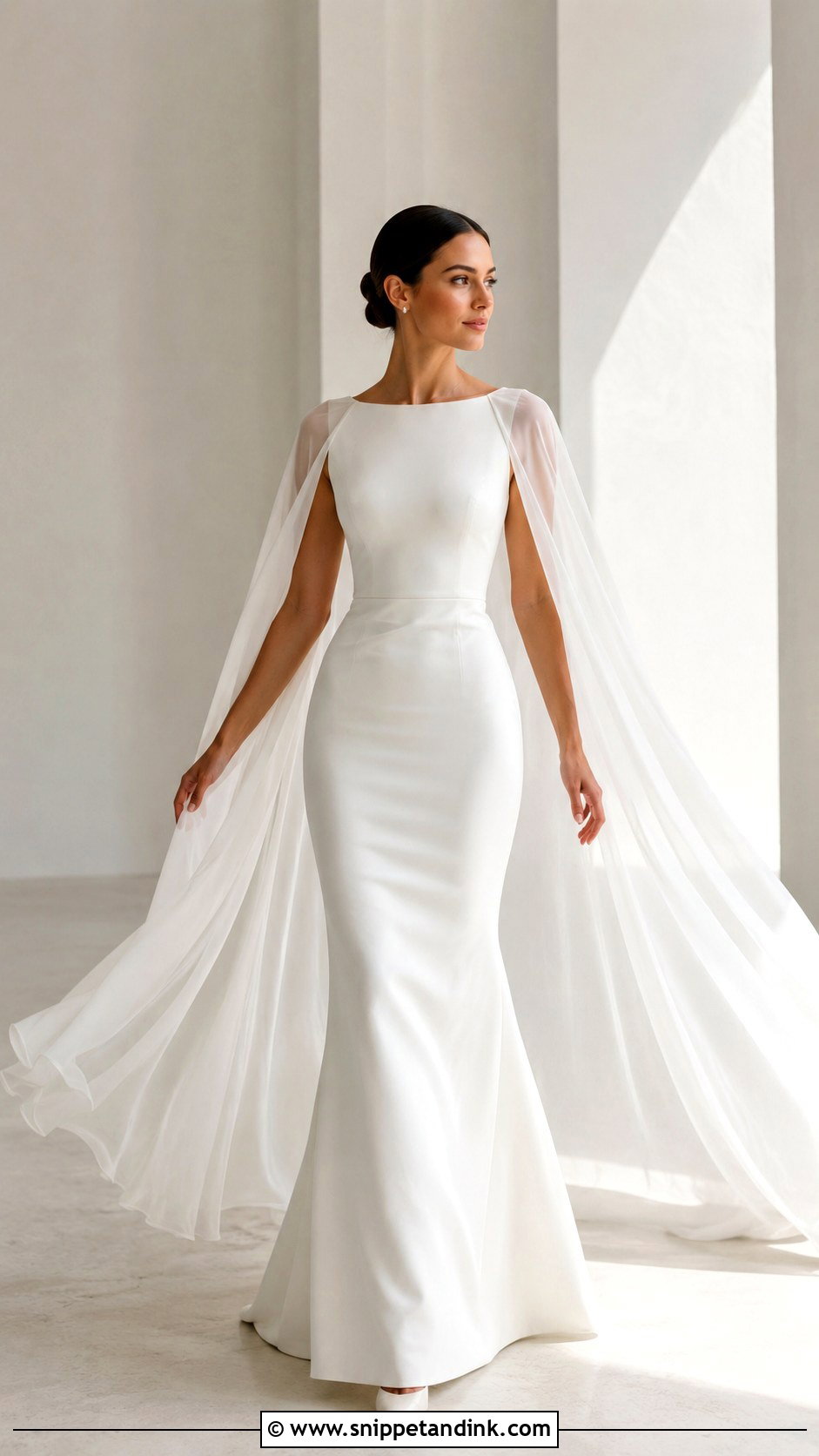 Bridal Cape Gown Look - Snippet and Ink - 30 Bridal Wear Ideas