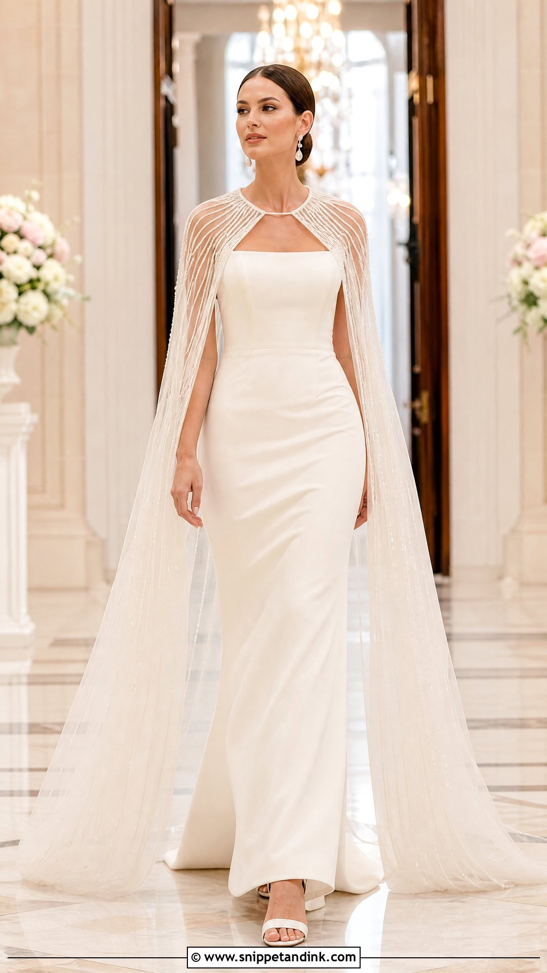 Bridal Cape Jacket With Fitted Gown - Snippet and Ink - 25 Bridal Jacket Ideas