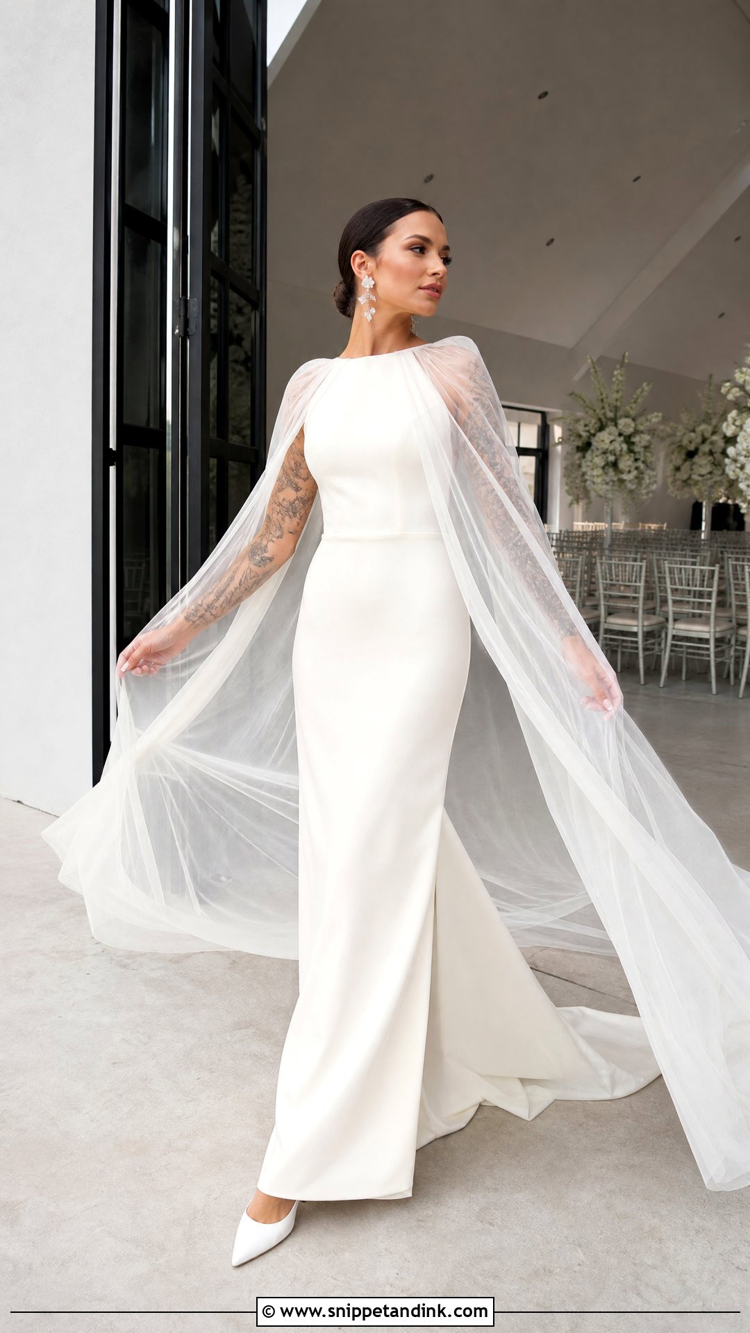 Bridal Cape Tattoo Wedding Dress - Snippet and Ink - 20 Tattoos Wedding Dress Ideas