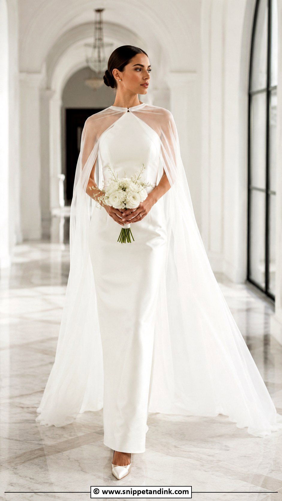 Bridal Cape Wedding Dress Outfit - Snippet and Ink - 25 Bride Wedding Outfits