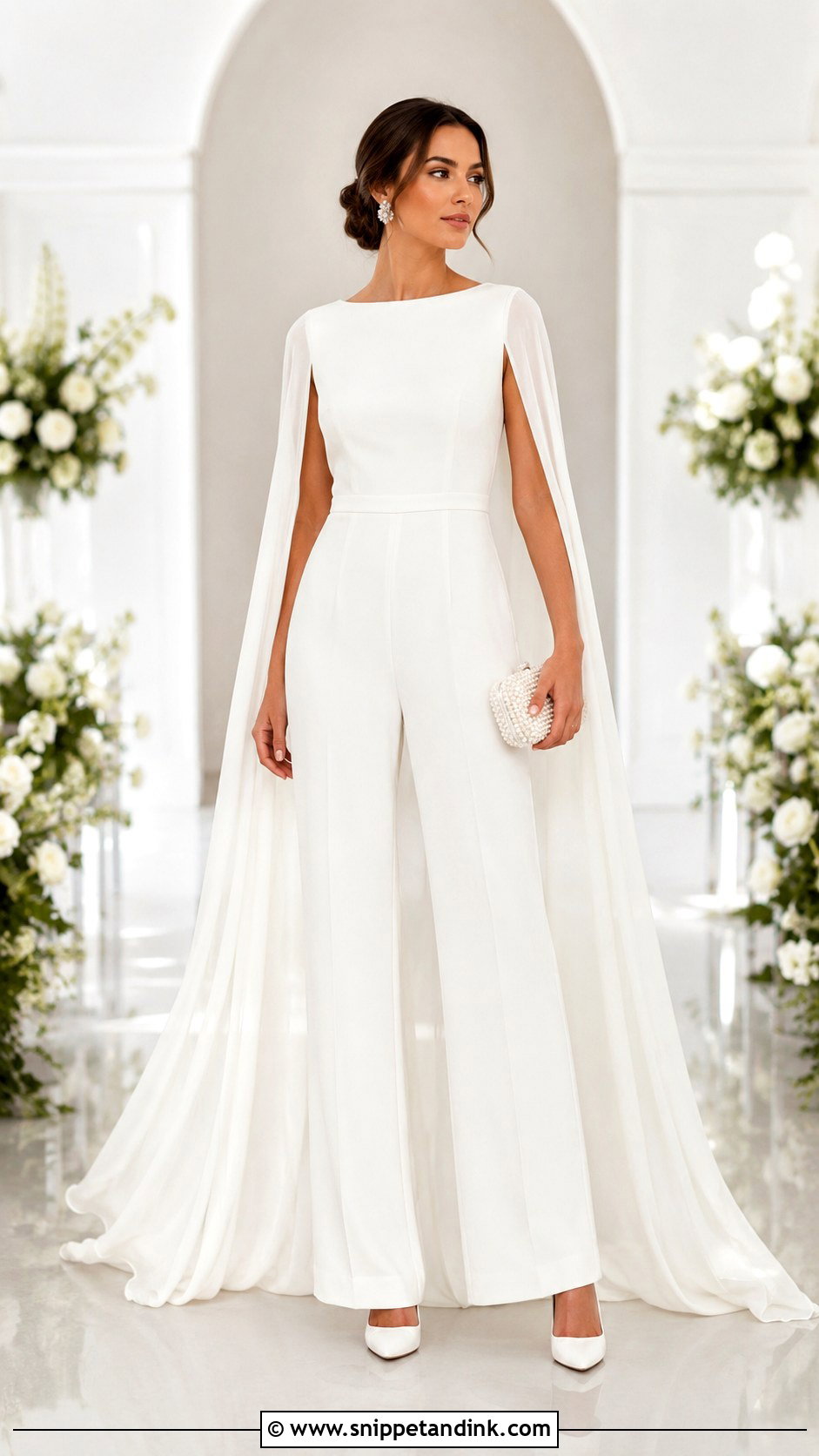 Bridal Cape Wedding Jumpsuit - Snippet and Ink - 20 Elegant Wedding Jump Suites Ideas