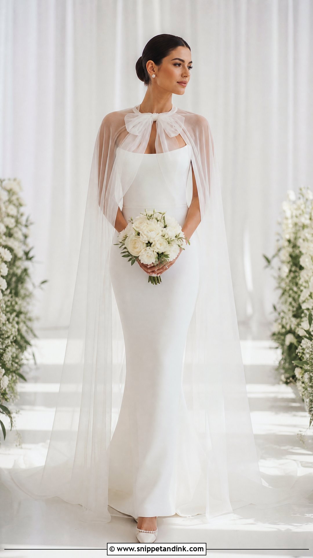 Bridal Cape With Bow - Snippet and Ink - 25 Bridal Cover Up Ideas