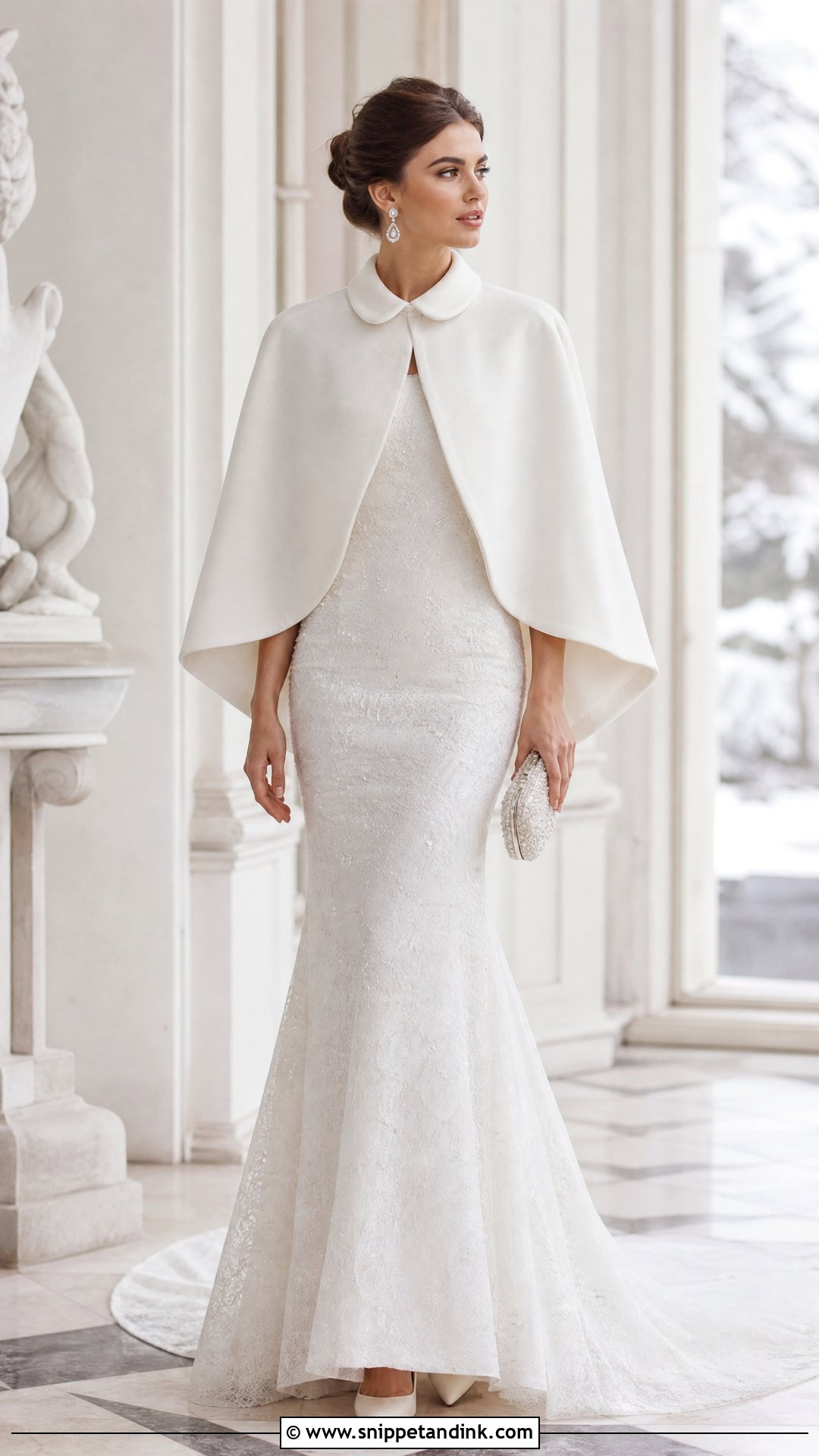 Bridal Capelet With Mermaid Winter Wedding Dress - Snippet and Ink - 25 Winter Wedding Dress Coverups Ideas