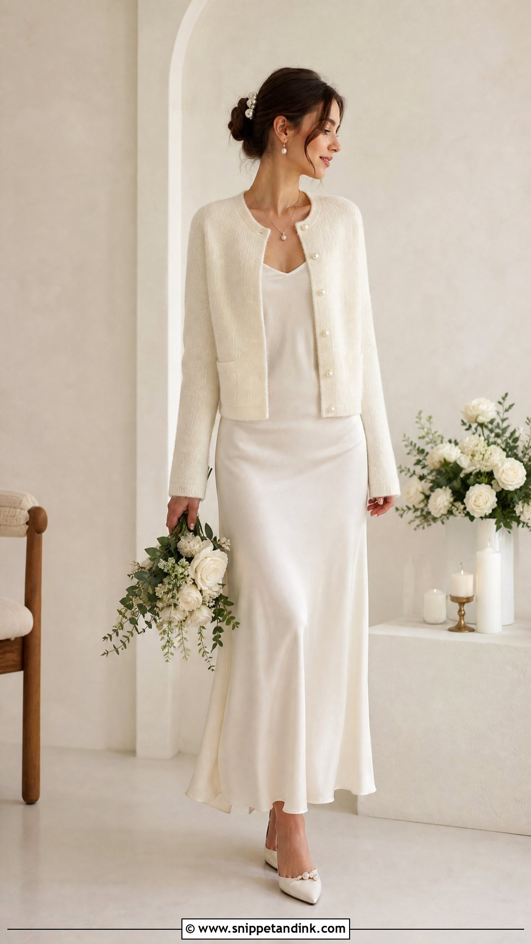 Bridal Cardigan Jacket With Slip Skirt - Snippet and Ink - 25 Bridal Jacket Ideas