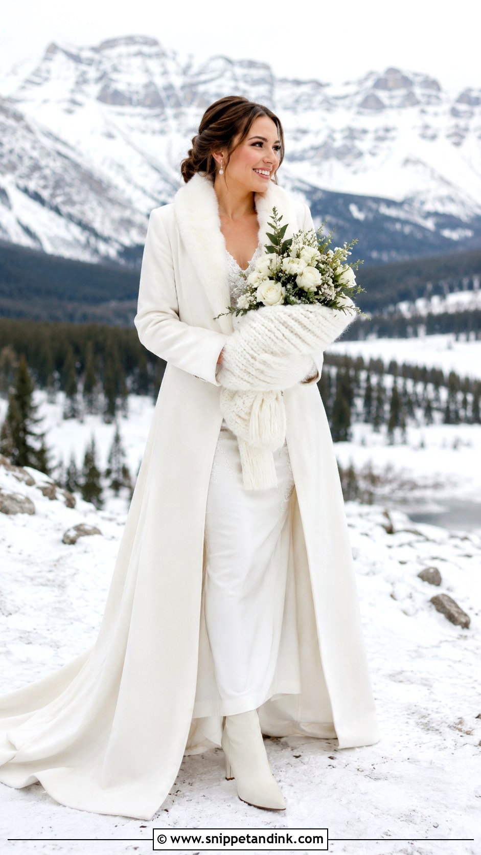 Bridal Coat With Boots - Snippet and Ink - 25 Bridal Coat Ideas