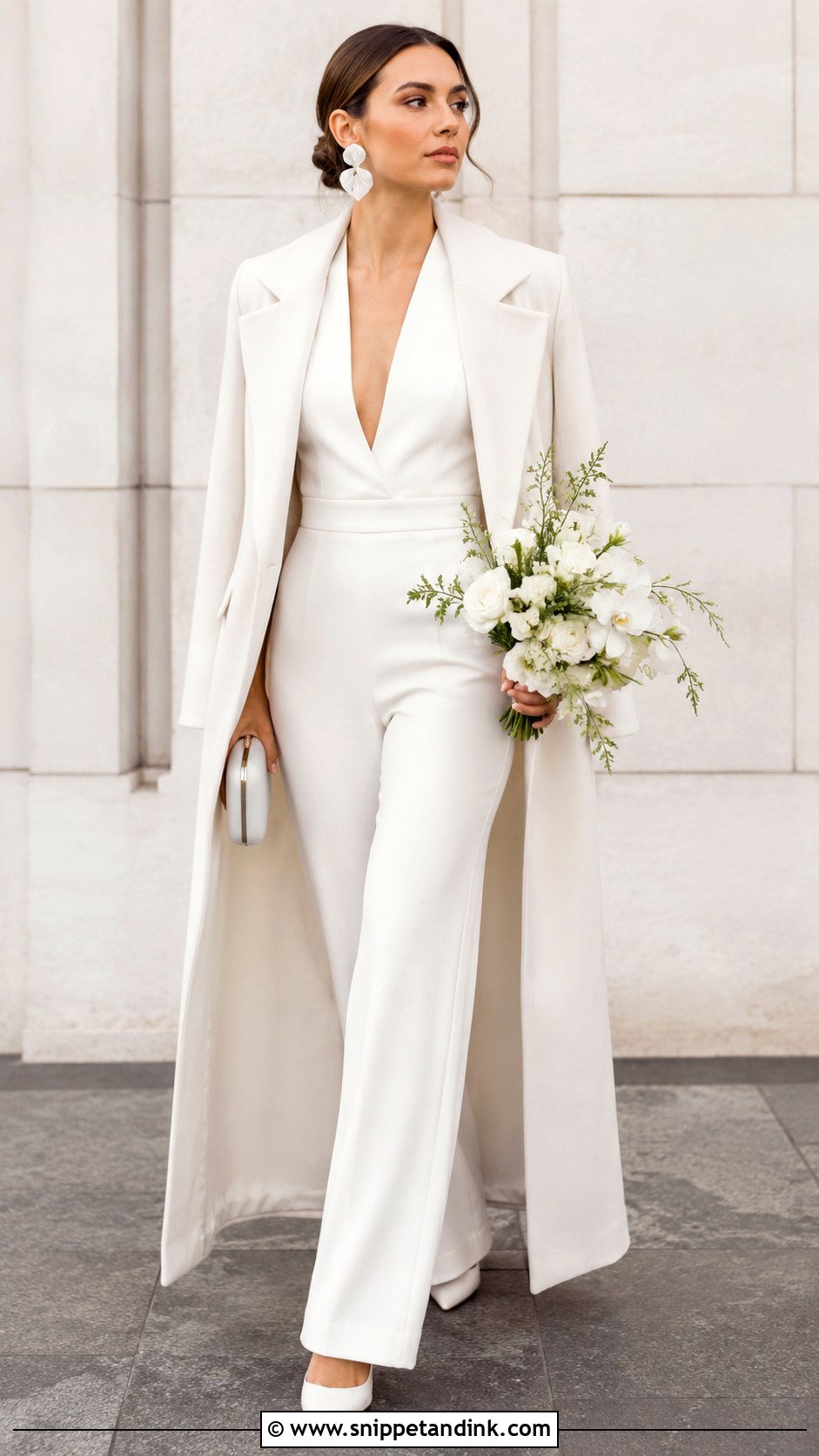 Bridal Coat With Jumpsuit - Snippet and Ink - 25 Bridal Coat Ideas