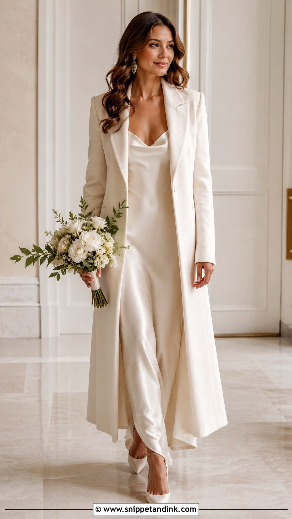 Bridal Coat With Slip Dress - Snippet and Ink - 25 Bridal Coat Ideas