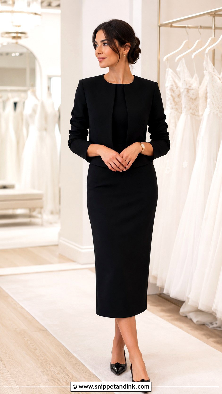 Bridal Consultant Cropped Jacket And Column Skirt Outfit - Snippet and Ink - 20 Bridal Consultant Outfit Ideas