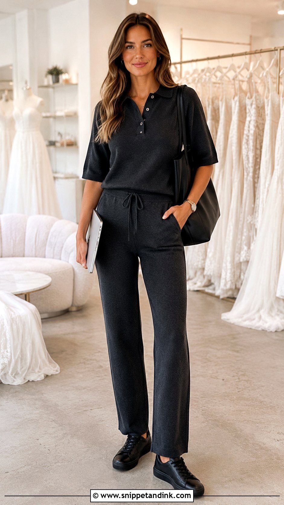 Bridal Consultant Matching Knit Set And Sneakers Outfit - Snippet and Ink - 20 Bridal Consultant Outfit Ideas