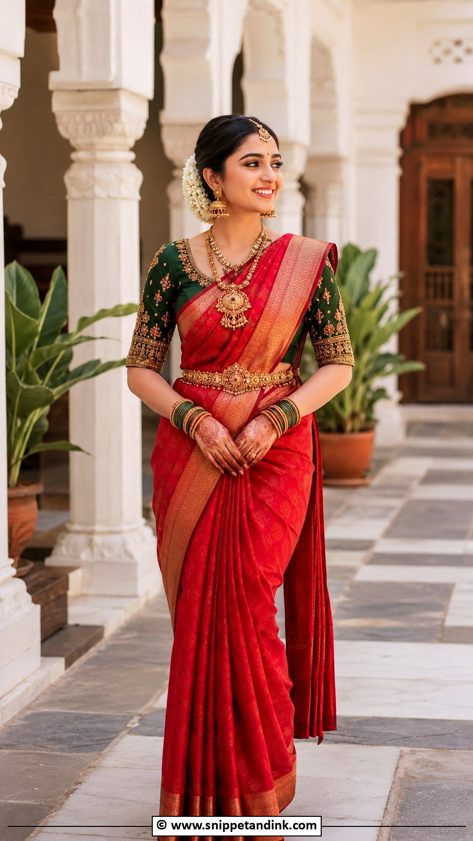 Bridal Contrast Aari Work Blouse - Snippet and Ink - 30 Bridal Aari Work Blouse Ideas