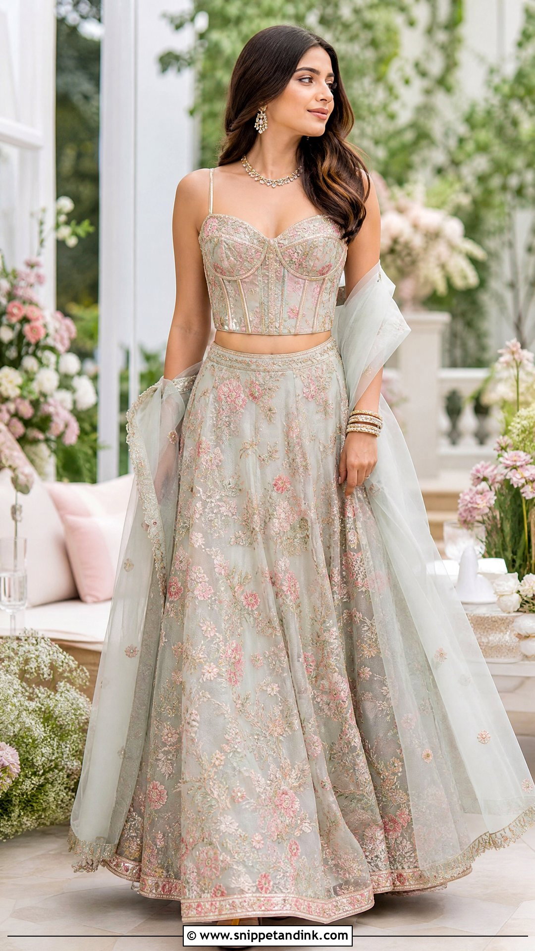 Bridal Corset Blouse With Floral Lehenga - Snippet and Ink - 25 Blouse Design for Bride Ideas