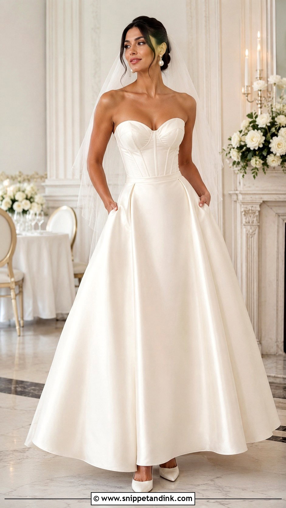 Bridal Corset Top With Full Satin Skirt - Snippet and Ink - 20 Bridal Separates Tops Ideas