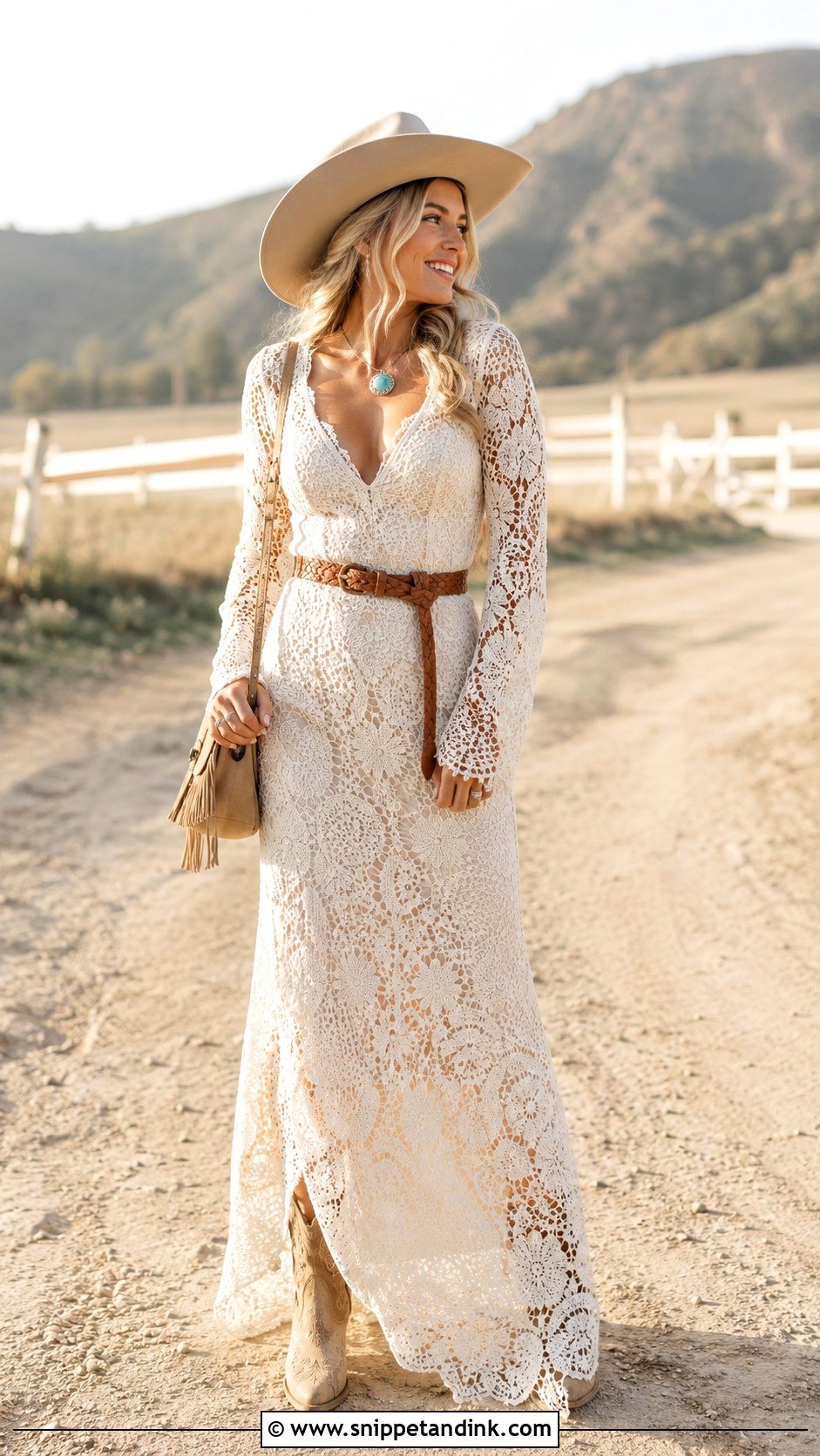 Bridal Cowgirl Crochet Lace Maxi Dress - Snippet and Ink - 20 Bridal Cowgirl Ideas