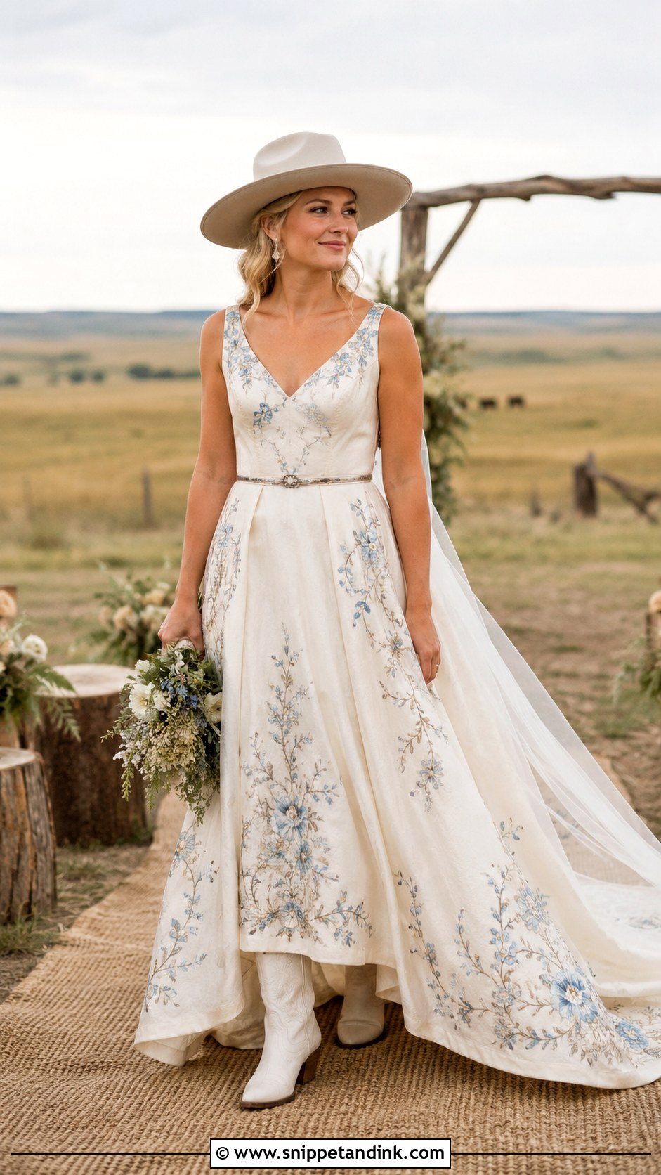 Bridal Cowgirl Embroidered Wedding Gown - Snippet and Ink - 20 Bridal Cowgirl Ideas
