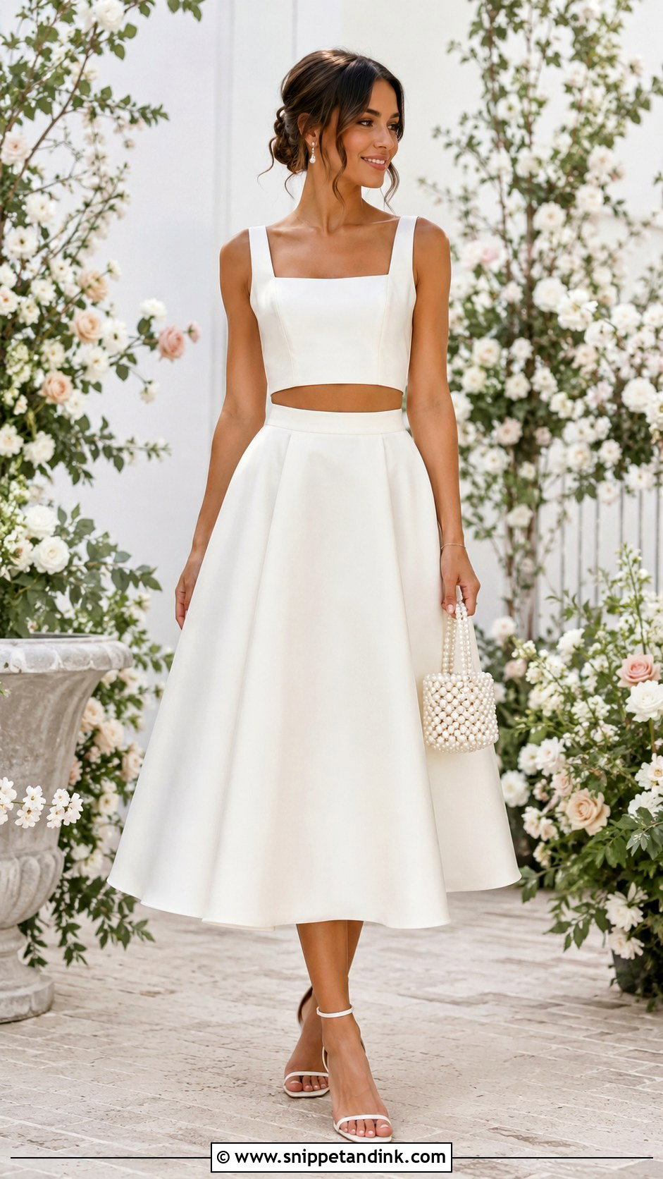 Bridal Crop Top And Midi Skirt Outfit - Snippet and Ink - 20 After Dress for Wedding Ideas