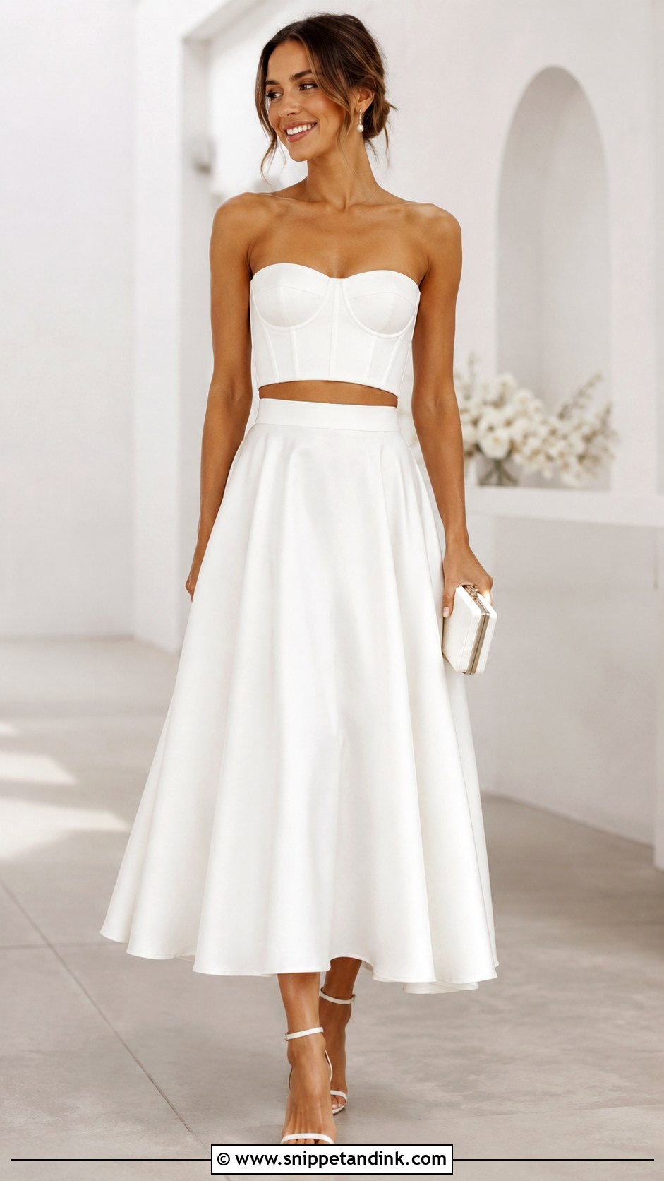 Bridal Crop Top And Midi Skirt - Snippet and Ink - 20 Bride Outfit Change Ideas