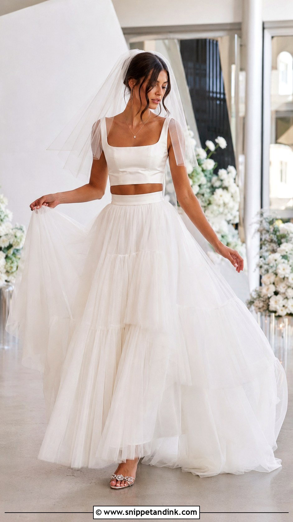 Bridal Crop Top And Tulle Skirt - Snippet and Ink - 20 Alternative Bridal Ideas
