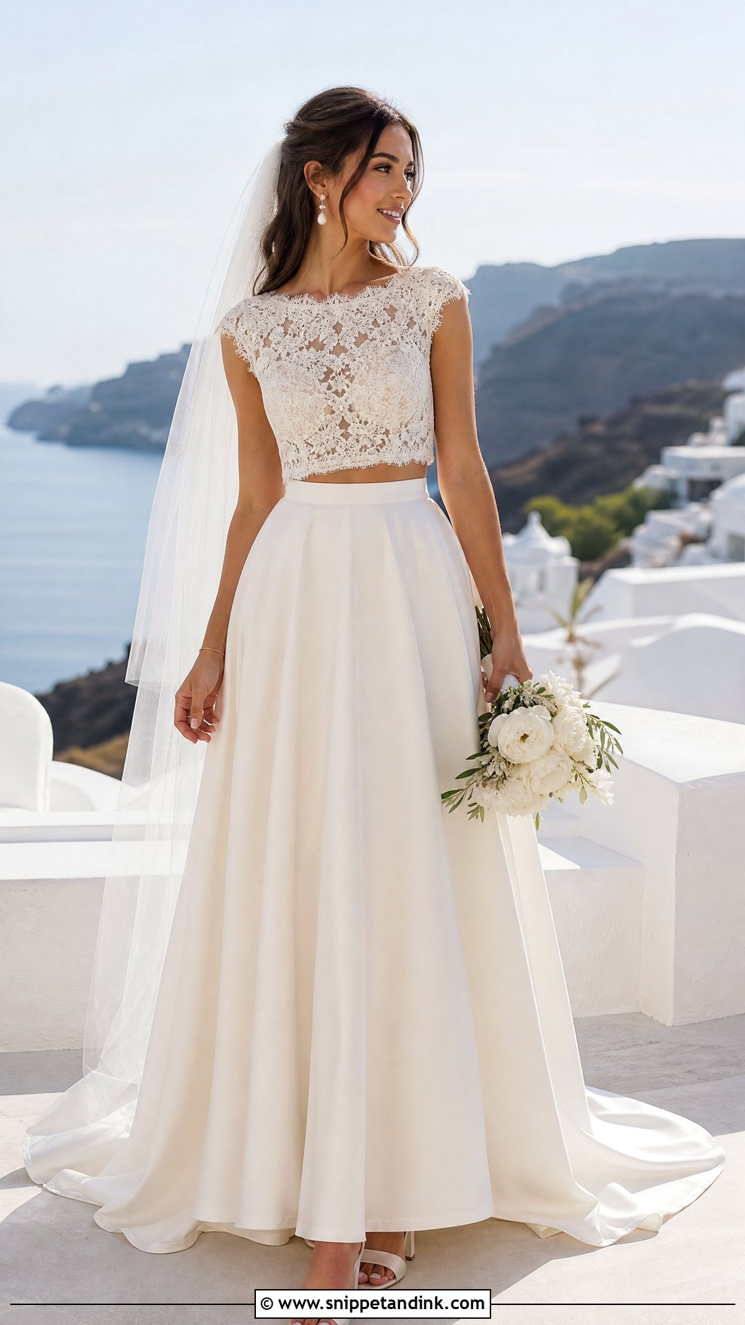 Bridal Crop Top With Full Skirt - Snippet and Ink - 20 Wedding Dress Combination Ideas