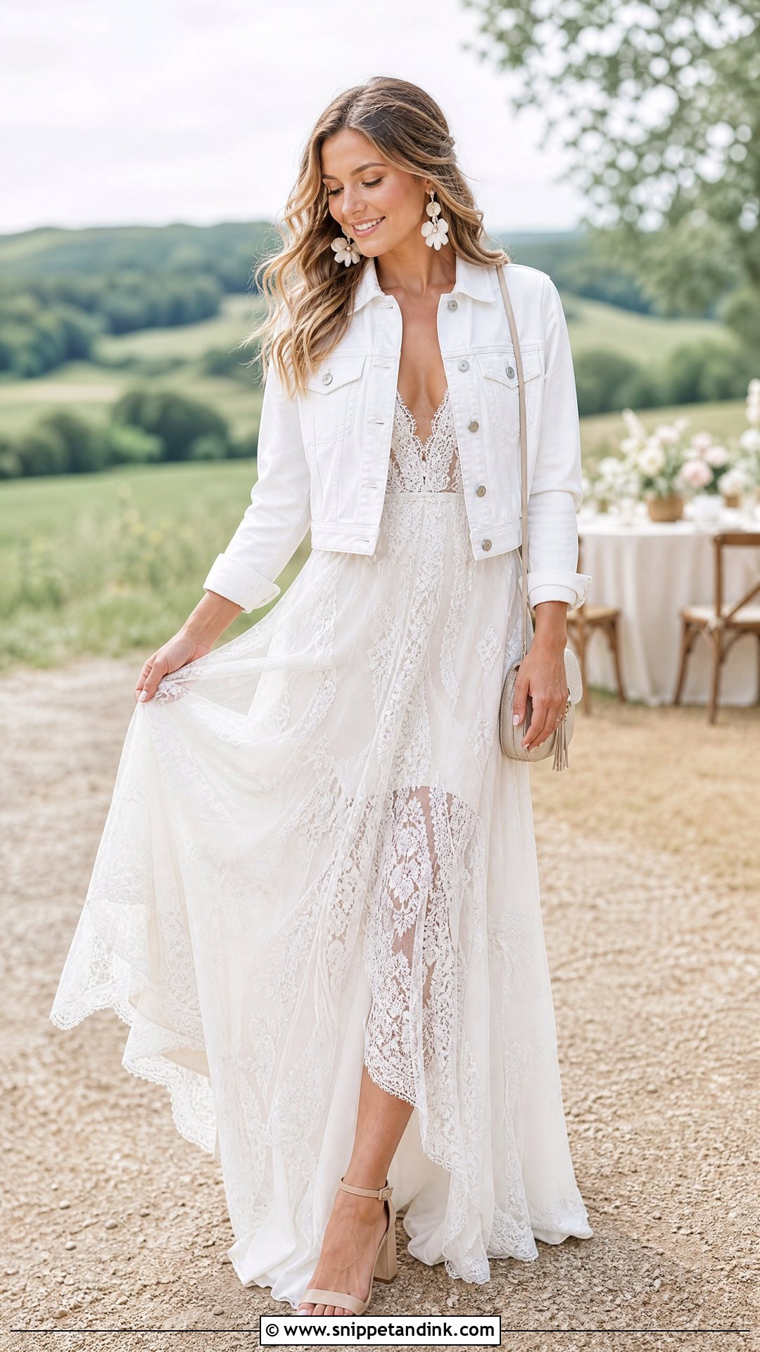 Bridal Denim Jacket Wedding Dress Cover - Snippet and Ink - 20 Wedding Dress Cover Ideas