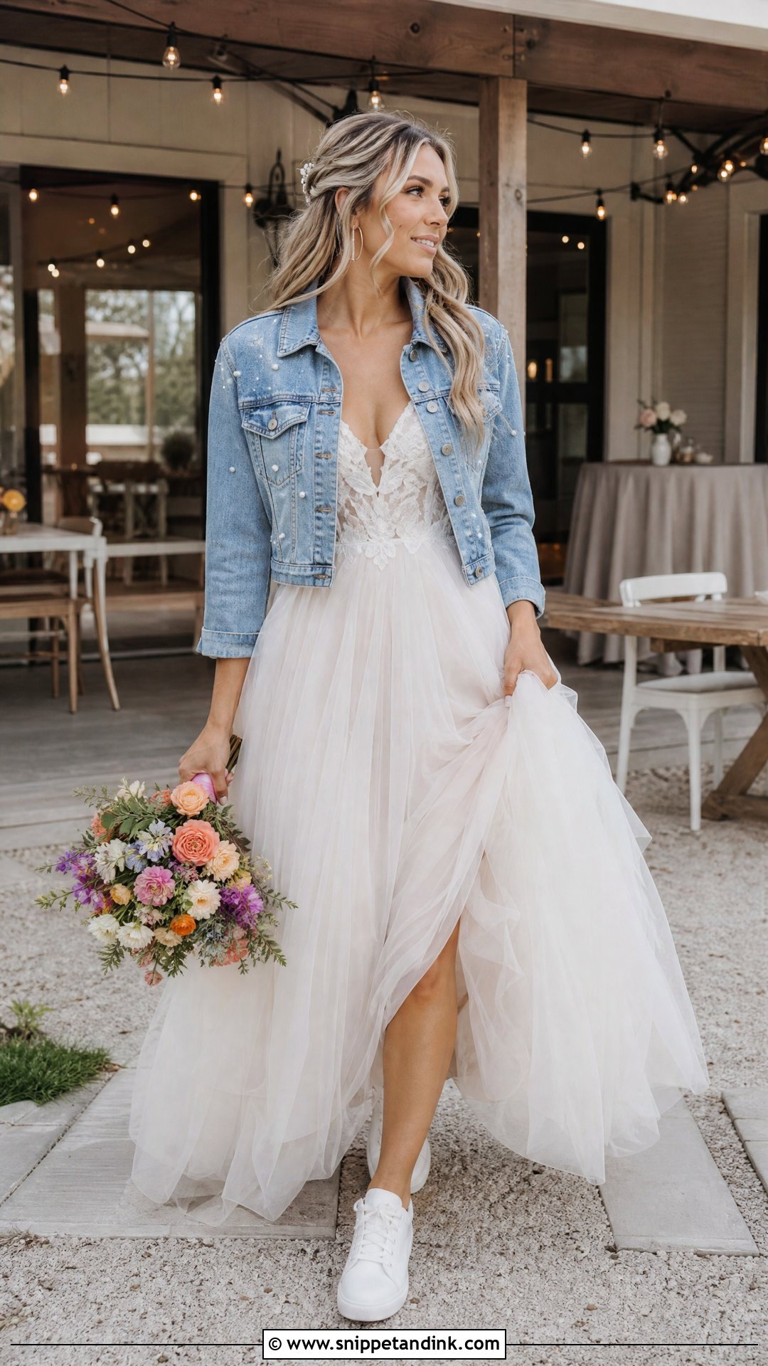 Bridal Denim Jacket - Snippet and Ink - 25 Bridal Cover Up Ideas