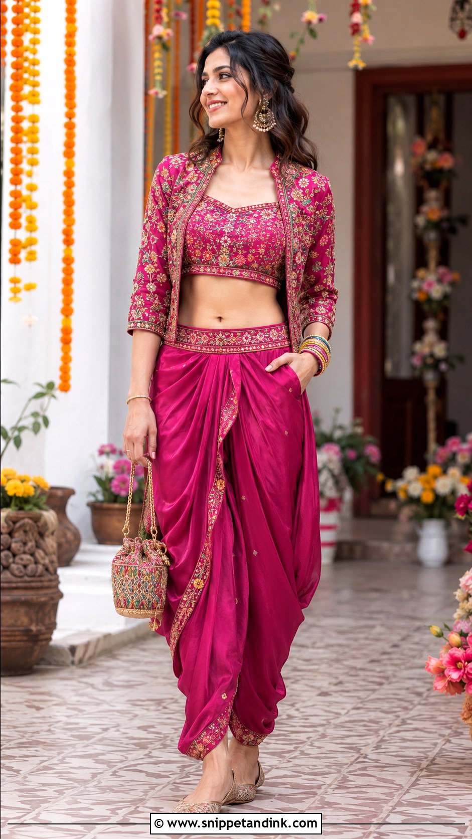 Bridal Dhoti Pant Crop Top - Snippet and Ink - 20 Indo Western Bridal Outfits