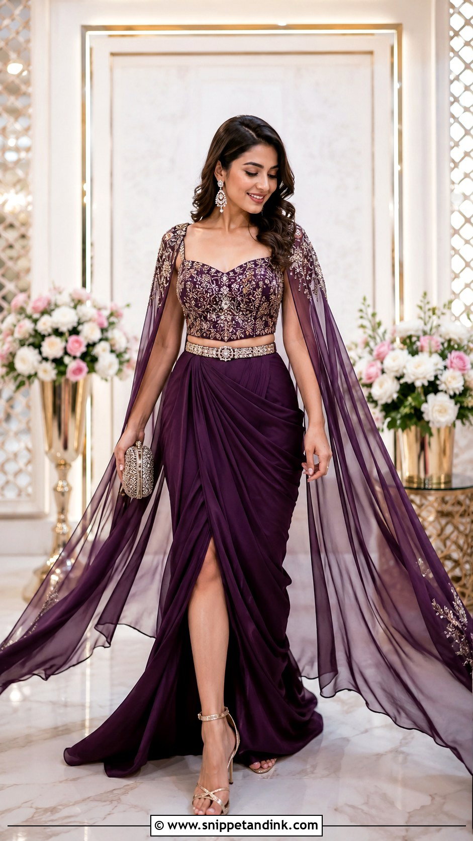 Bridal Draped Skirt With Bustier - Snippet and Ink - 20 Indo Western Bridal Outfits