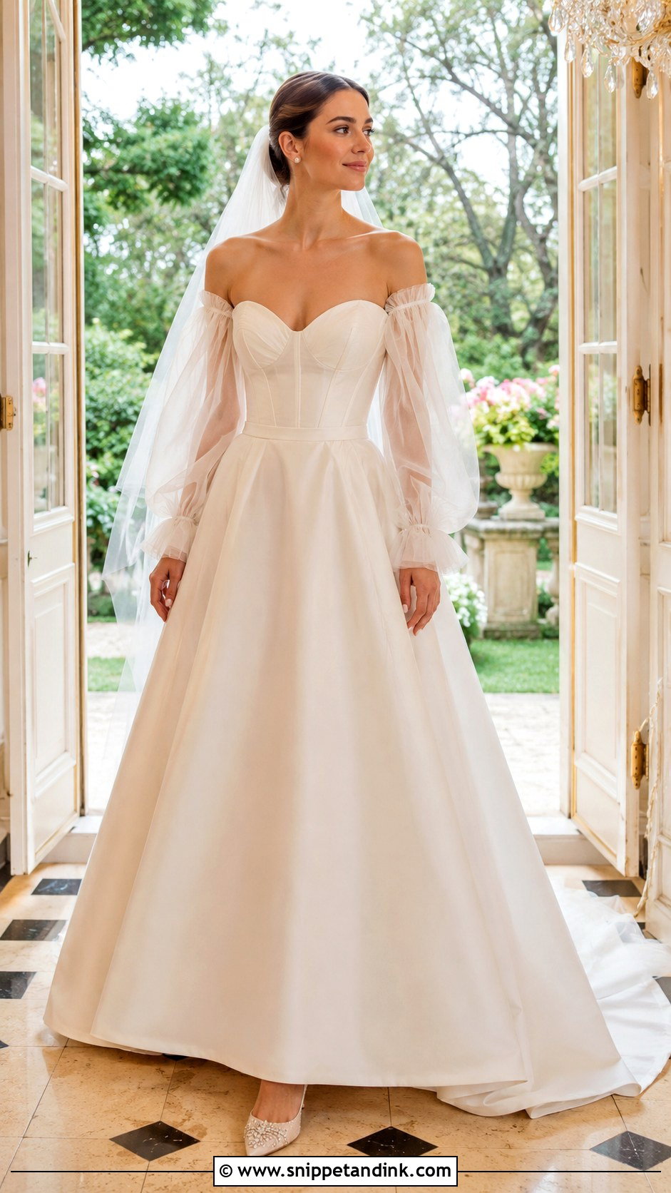 Bridal Dress With Detachable Tulle Sleeves - Snippet and Ink - 20 Bridal Dresses with Sleeves