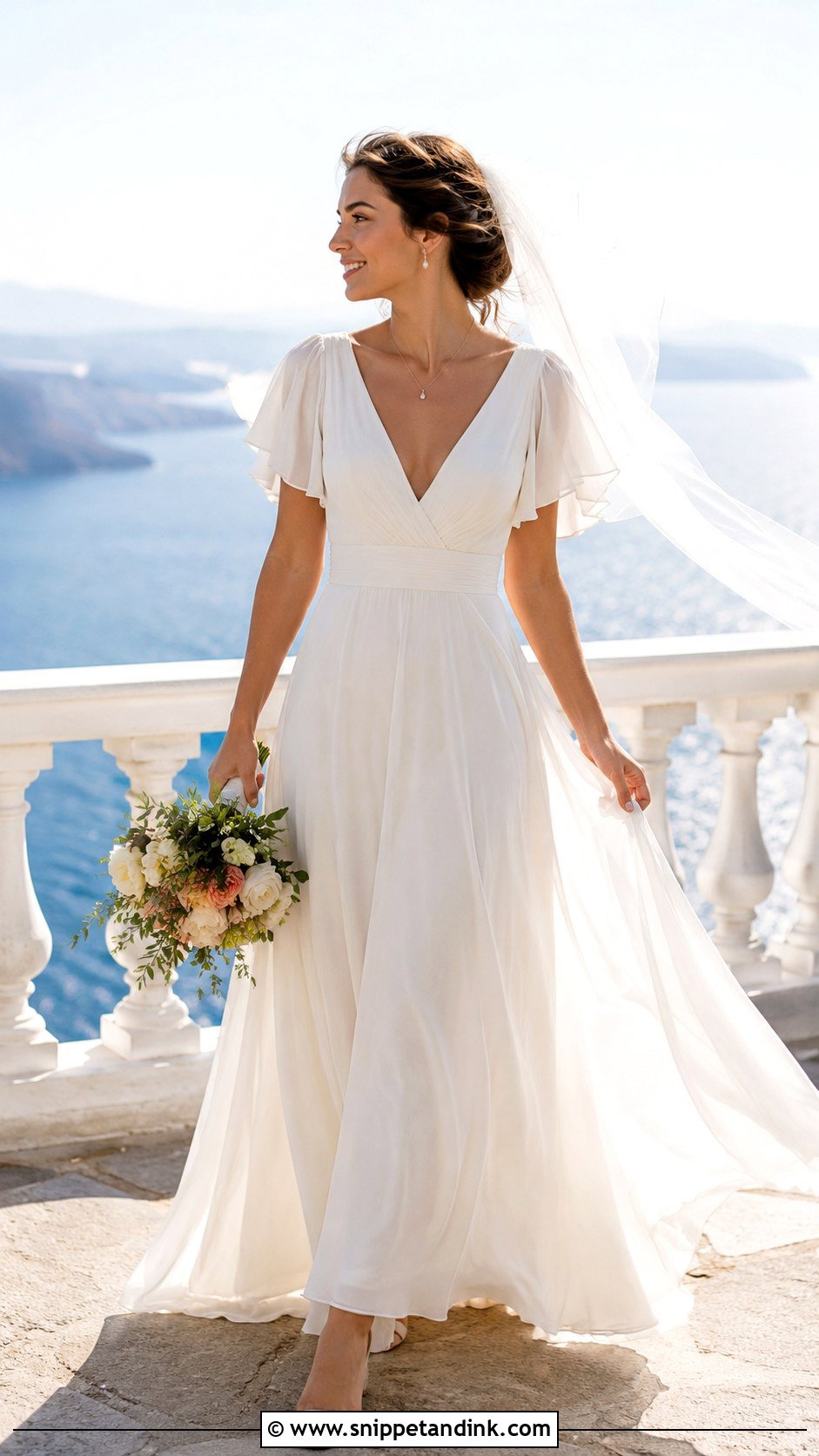Bridal Dress With Flutter Sleeves And V Neck - Snippet and Ink - 20 Bridal Dresses with Sleeves