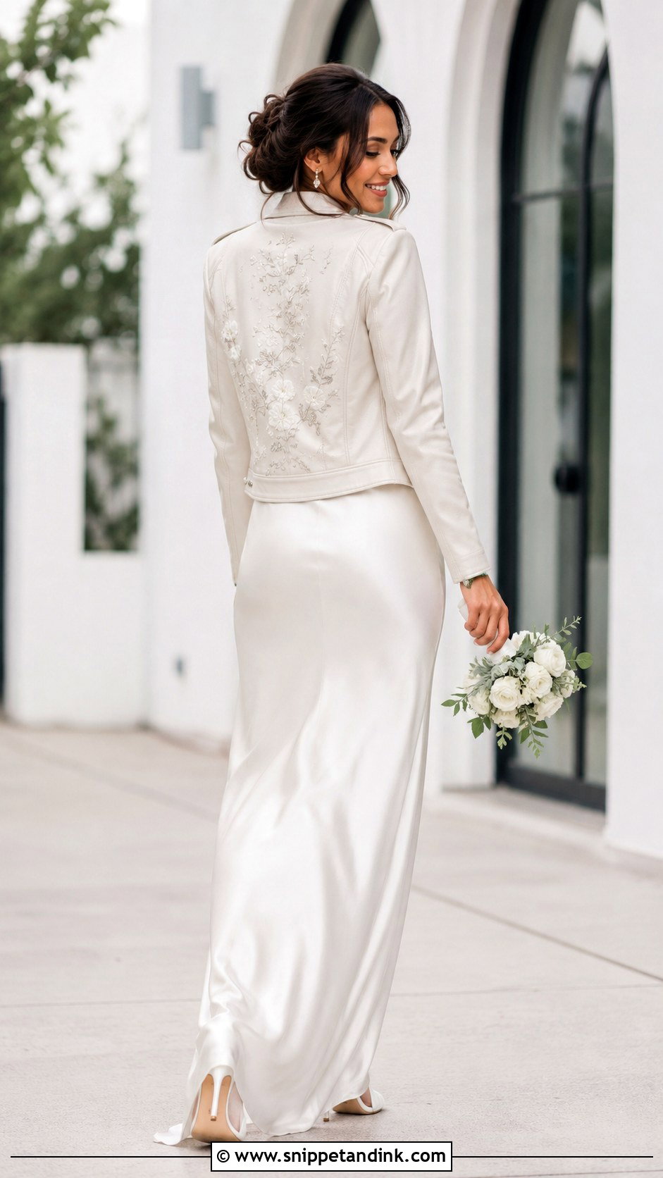 Bridal Dress With Personalized Jacket Wedding Outfit - Snippet and Ink - 20 Jacket for Wedding Ideas