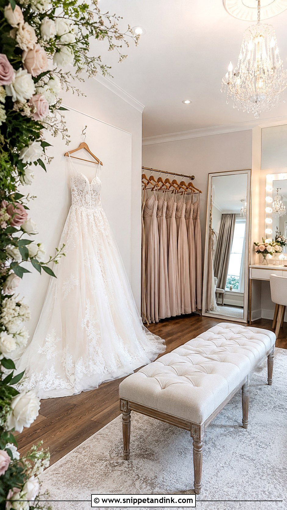 Bridal Dressing Room With Dress Display - Snippet and Ink - 20 Bridal Dressing Room Ideas