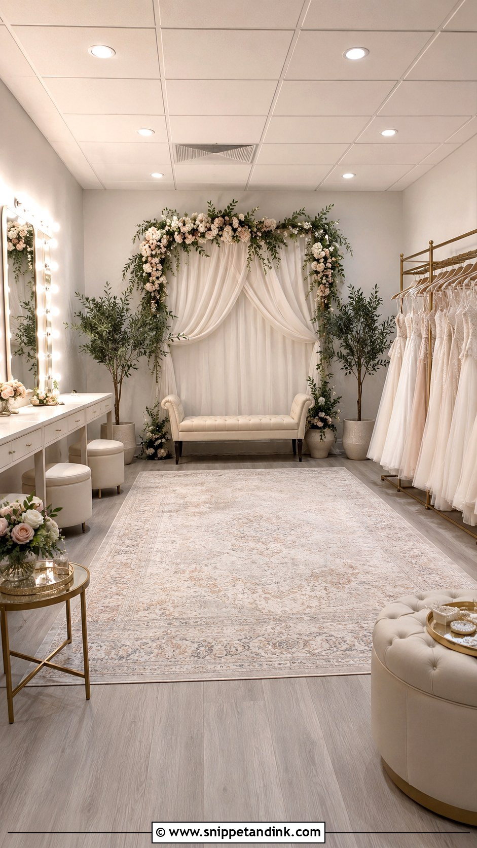 Bridal Dressing Room With Photo Wall - Snippet and Ink - 20 Bridal Dressing Room Ideas