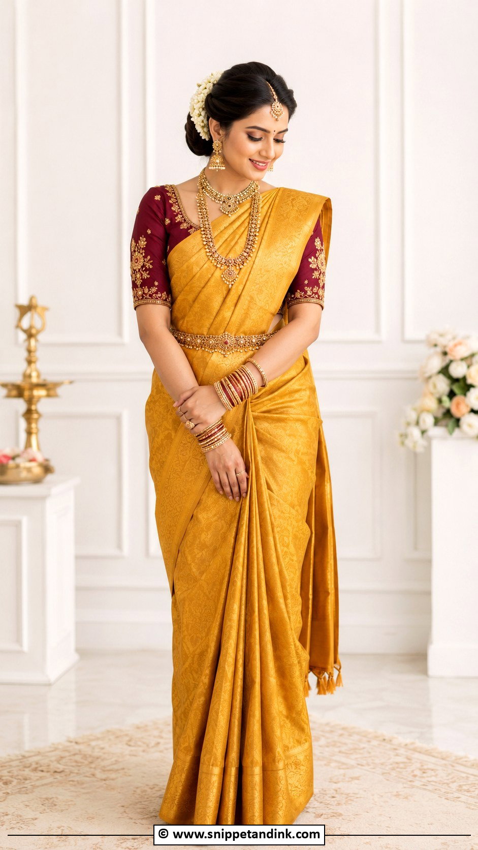 Bridal Elbow Sleeve Aari Work Blouse - Snippet and Ink - 30 Bridal Aari Work Blouse Ideas