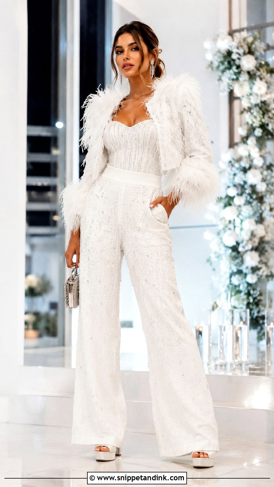 Bridal Embellished Pants Set - Snippet and Ink - 20 Bride Outfit Change Ideas