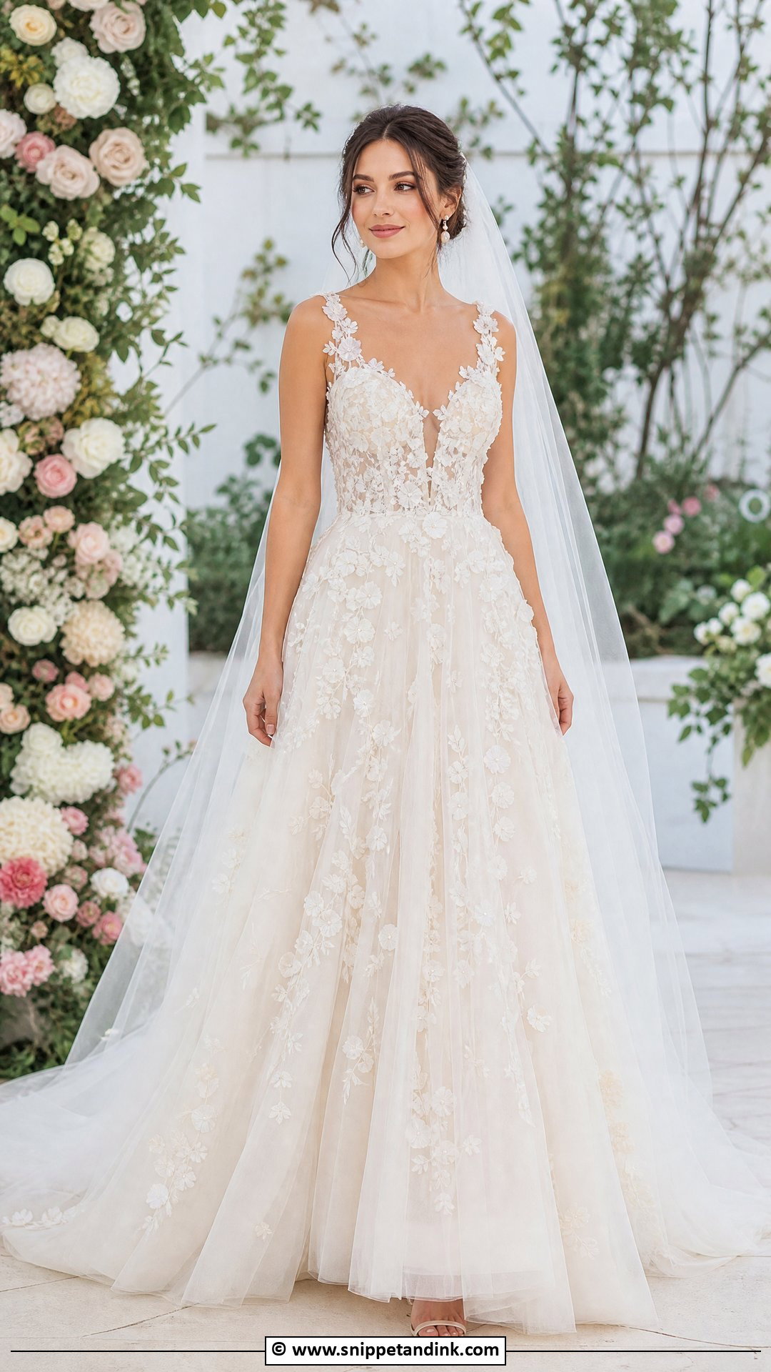 Bridal Floral Applique Dress Outfit - Snippet and Ink - 35 Bridal Outfits