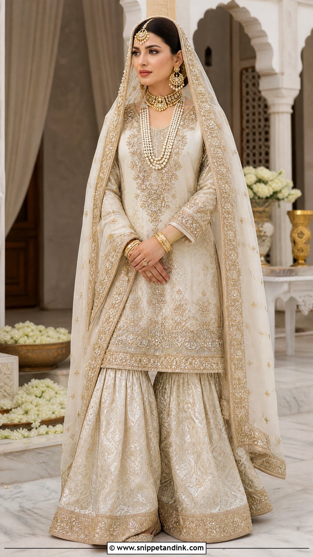 Bridal Gharara With Long Kurta - Snippet and Ink - 20 Latest Indian Bridal Dresses