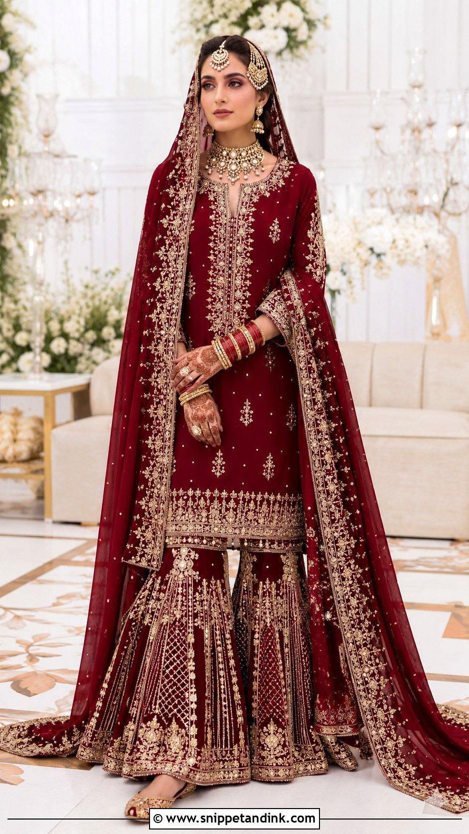 Bridal Gharara With Long Kurta - Snippet and Ink - 20 Indian Style Dulhan Dress Ideas