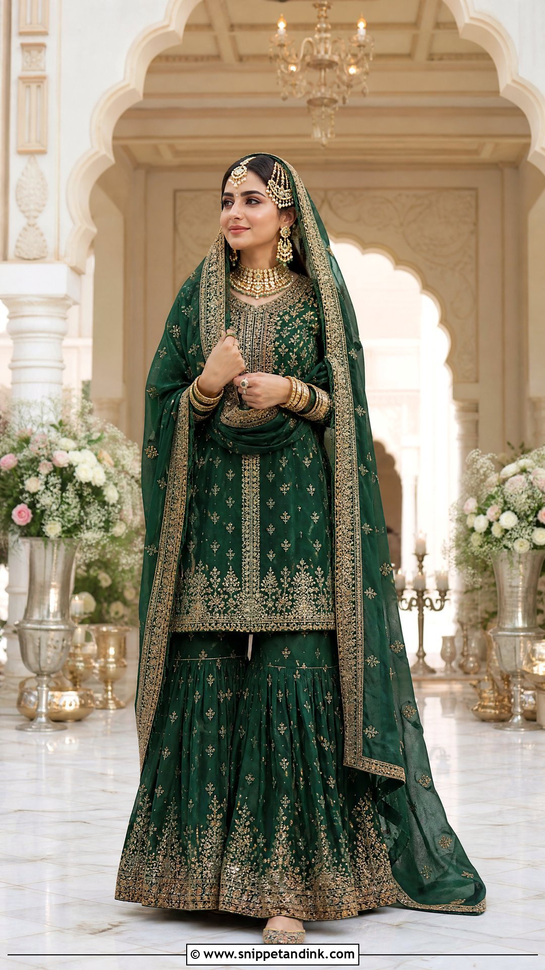 Bridal Gharara With Short Kurti - Snippet and Ink - 20 Royal Indian Bride Outfit Ideas