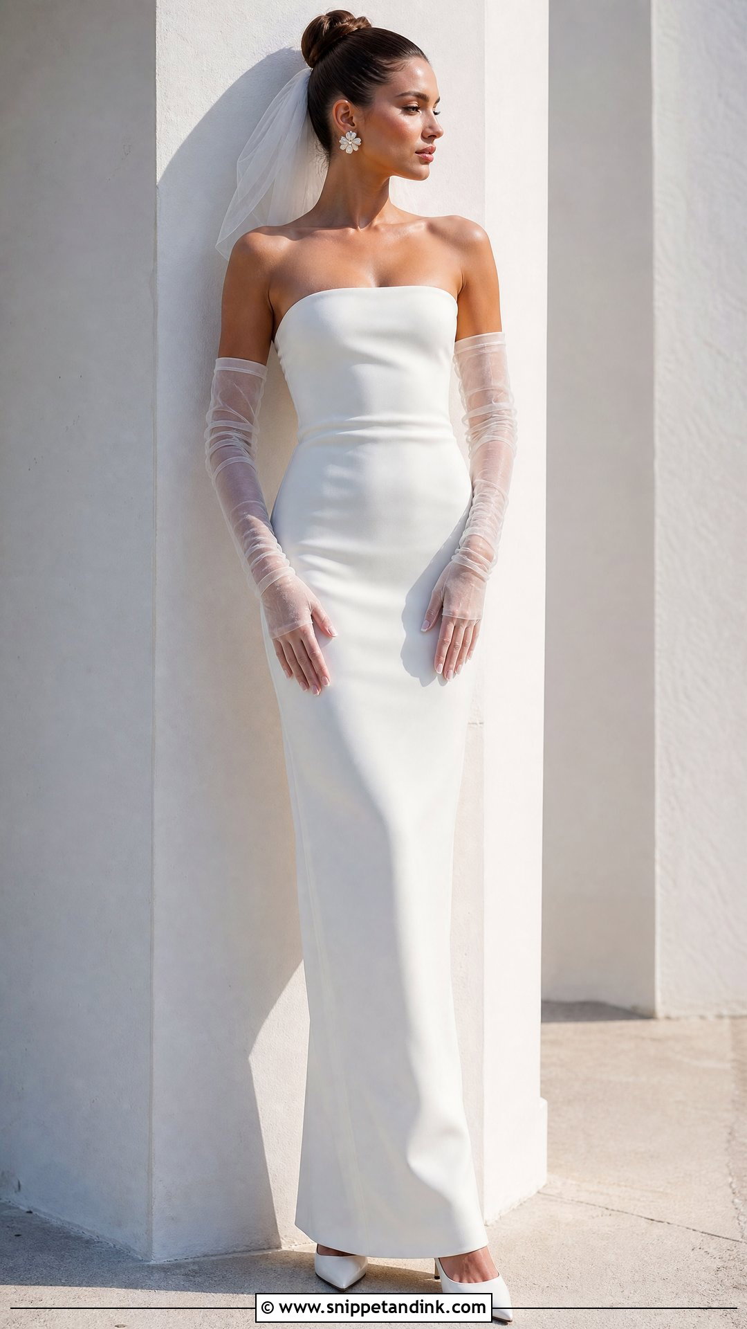 Bridal Glove Sleeves With Strapless Wedding Gown - Snippet and Ink - 20 Wedding Sleeves Detachable