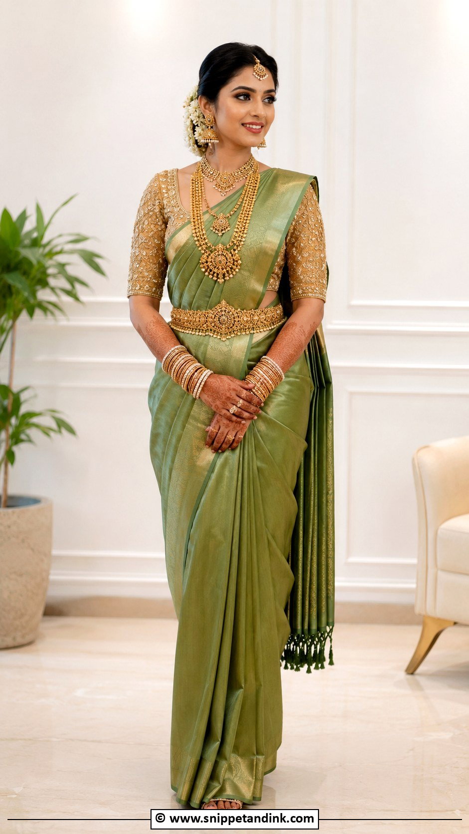Bridal Gold Aari Work Blouse - Snippet and Ink - 30 Bridal Aari Work Blouse Ideas