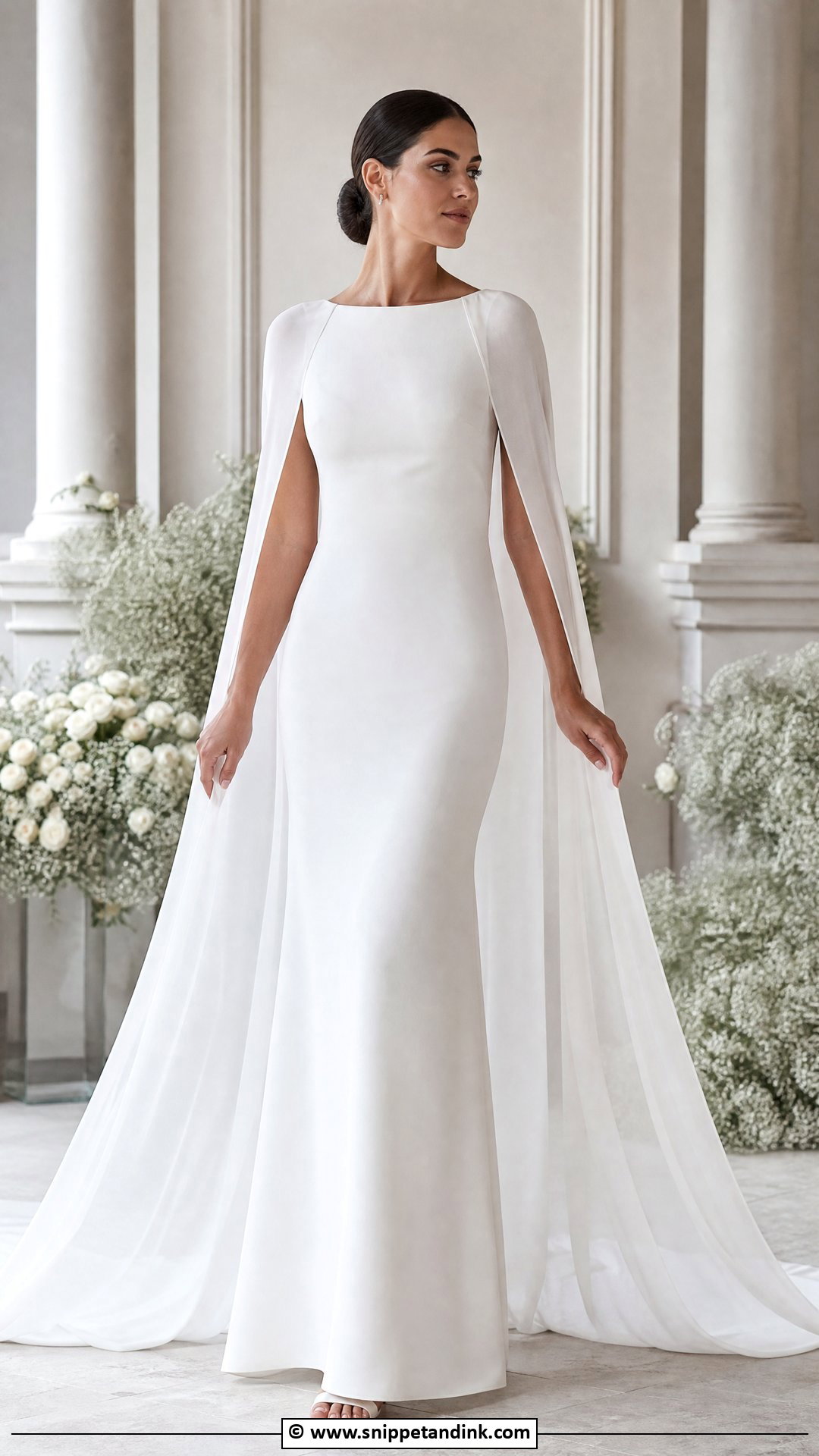 Bridal Gown With Cape Veil - Snippet and Ink - 35 Bridal Gown Ideas