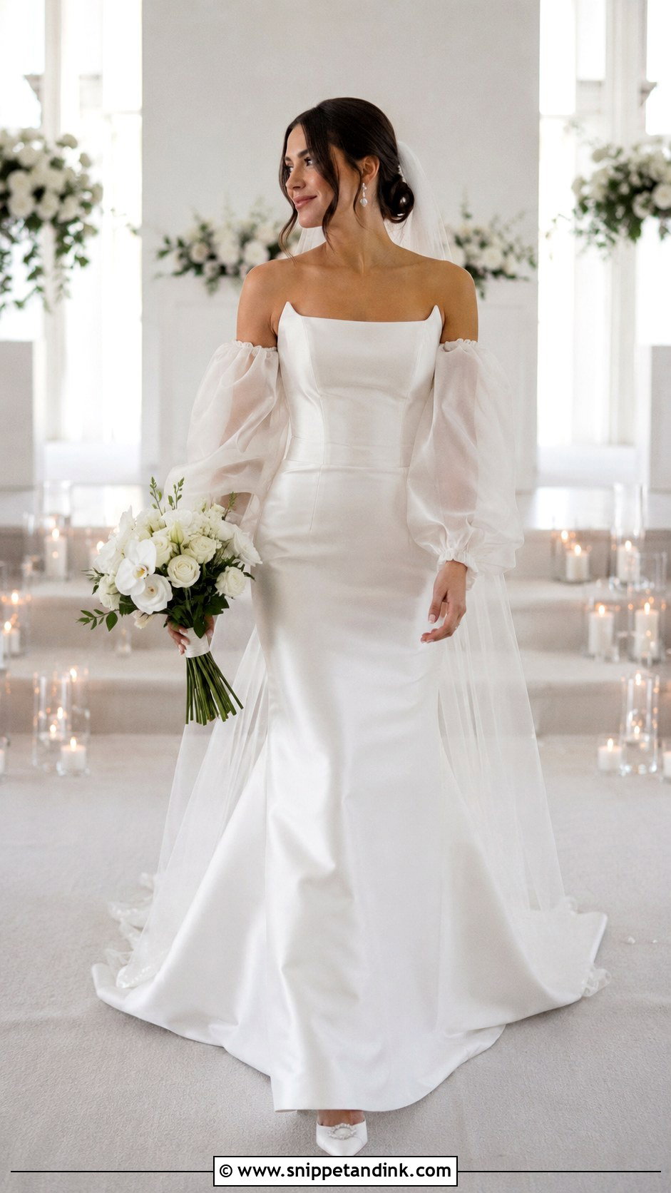 Bridal Gown With Detachable Sleeves - Snippet and Ink - 20 Bride Attire Ideas
