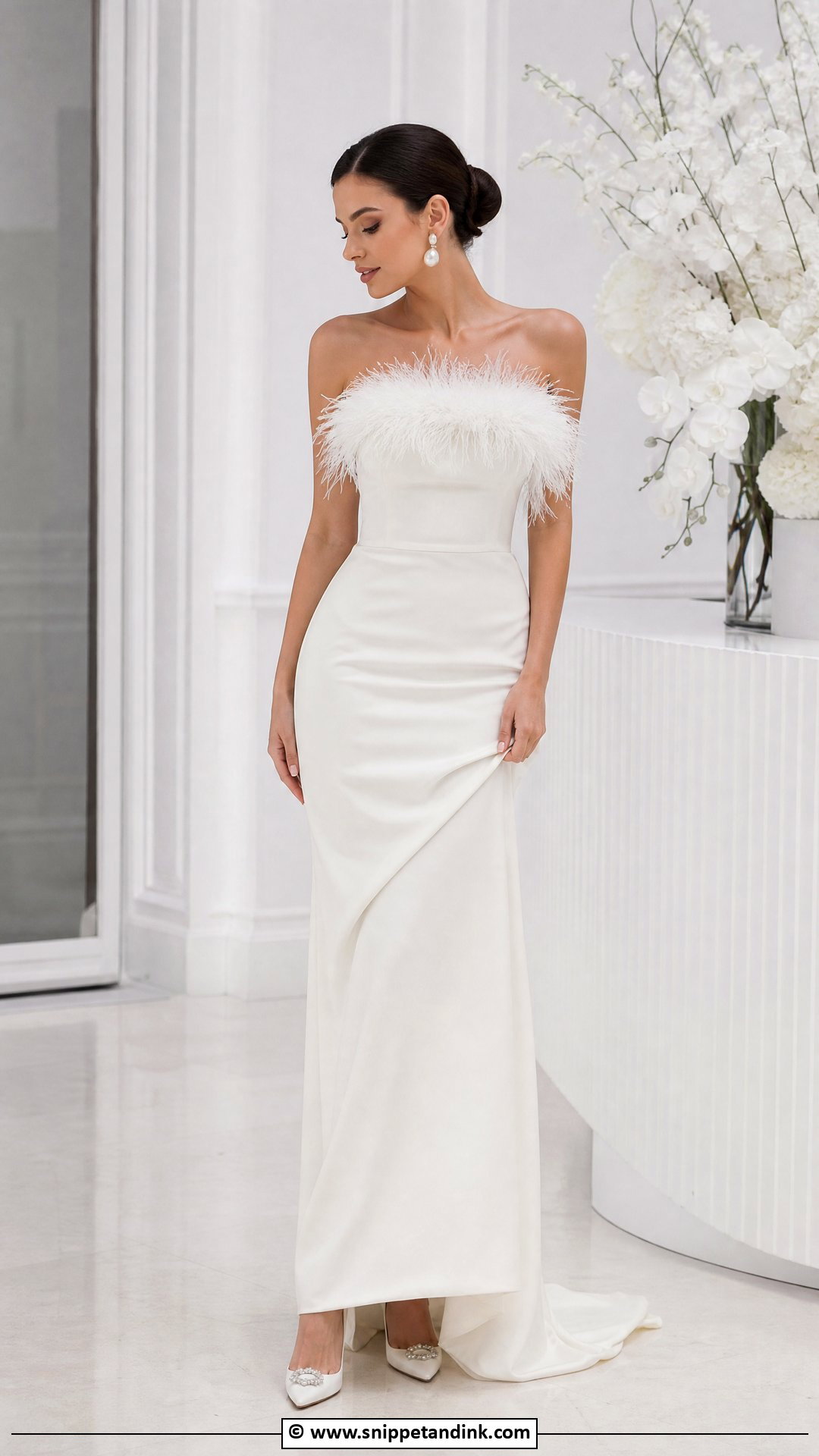 Bridal Gown With Feather Trim - Snippet and Ink - 35 Bridal Gown Ideas