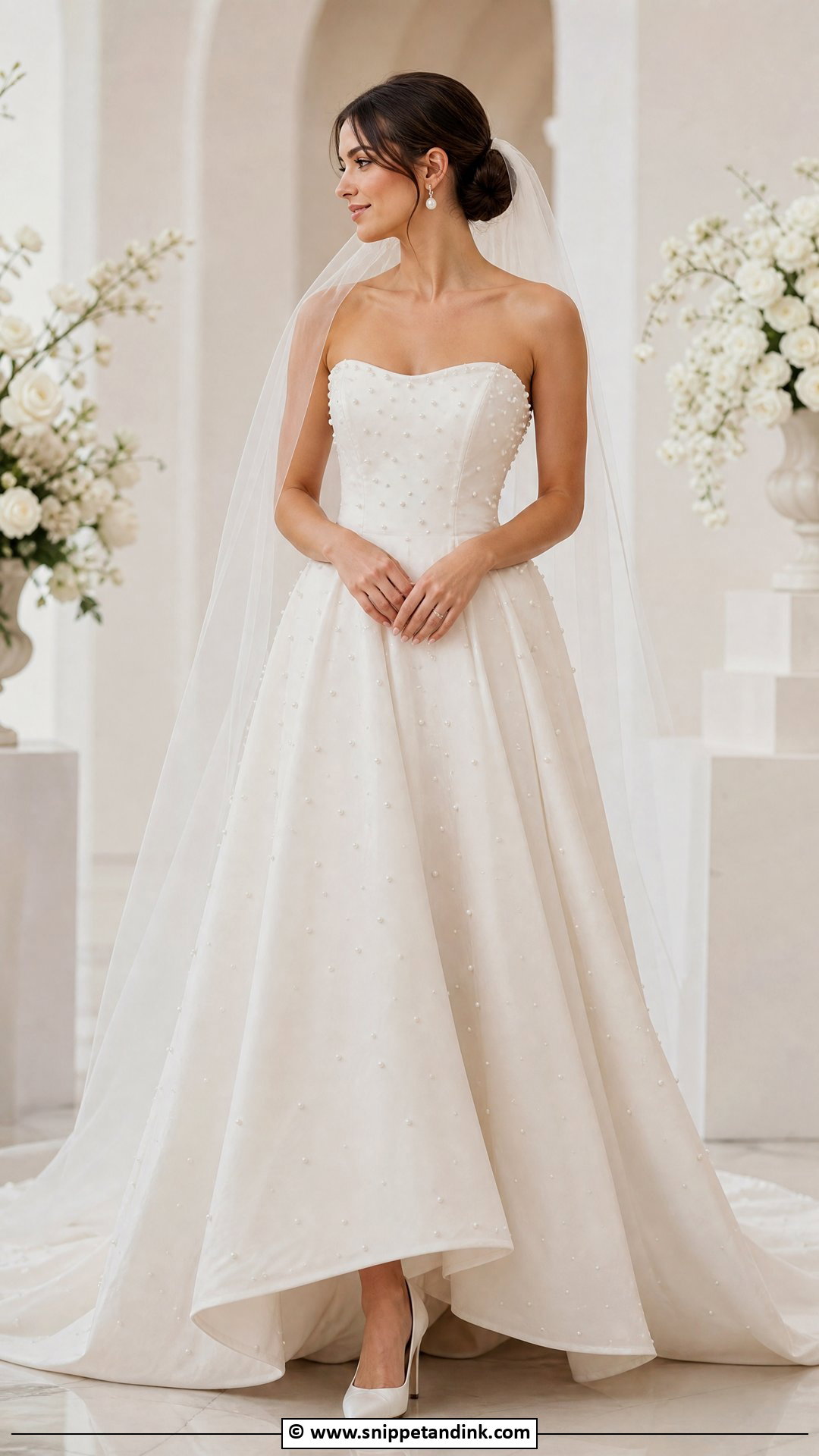 Bridal Gown With Pearl Embellishment - Snippet and Ink - 35 Bridal Gown Ideas