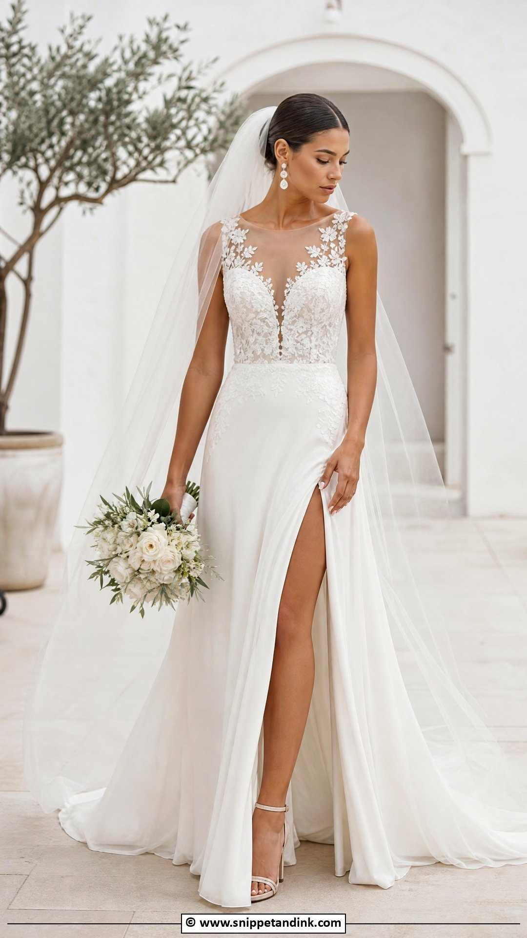 Bridal Gown With Plunging Neckline - Snippet and Ink - 35 Bridal Gown Ideas