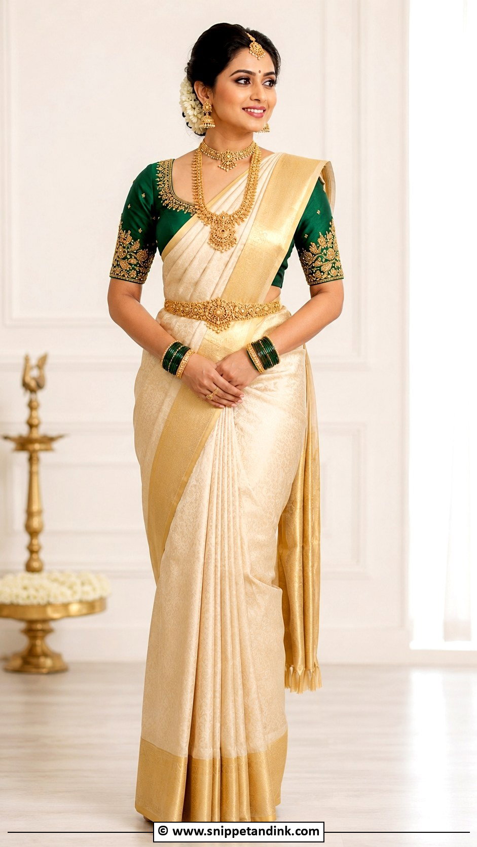 Bridal Green Aari Work Blouse - Snippet and Ink - 30 Bridal Aari Work Blouse Ideas