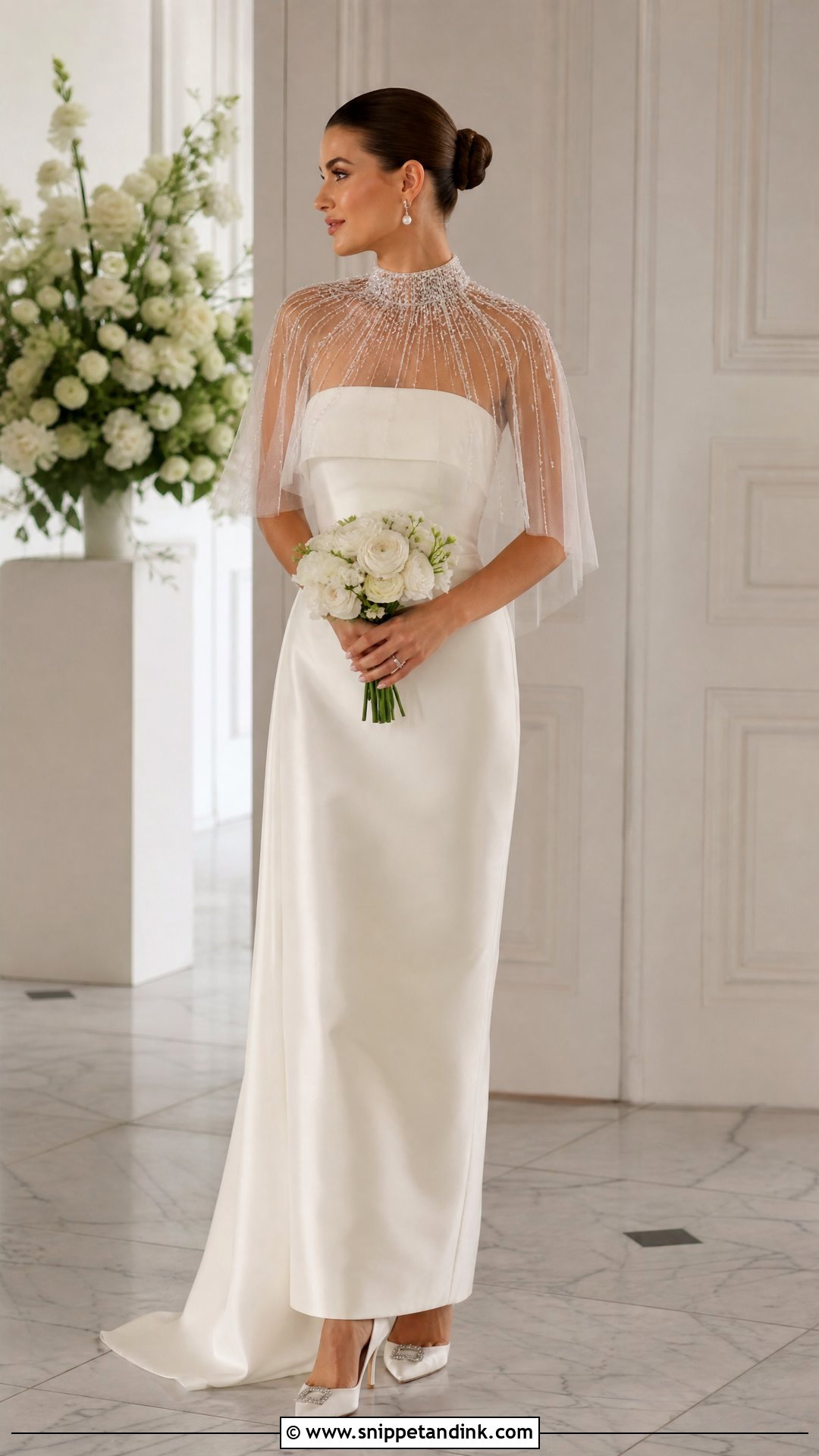 Bridal High Neck Capelet - Snippet and Ink - 25 Bridal Cover Up Ideas