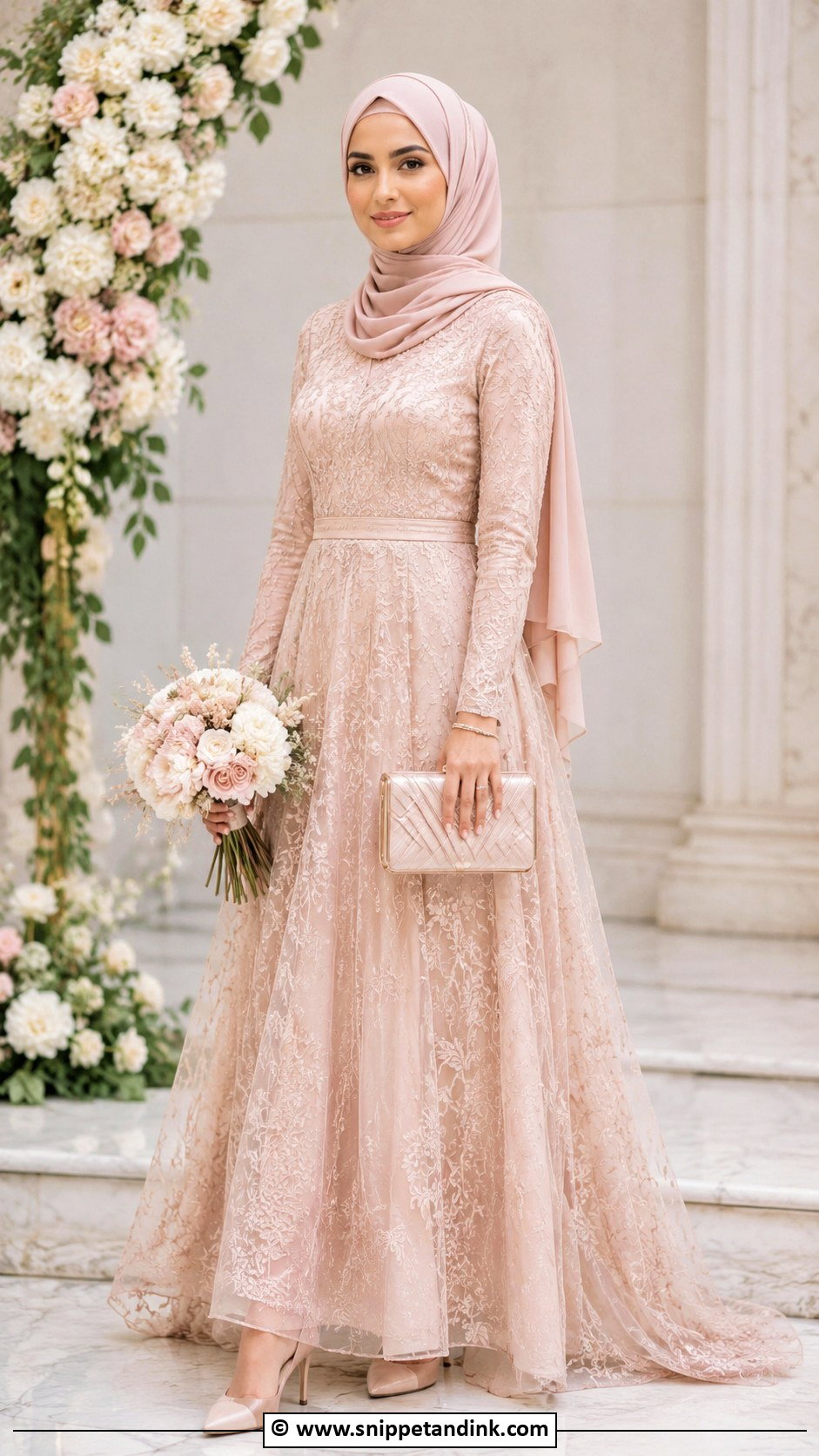 Bridal Hijab With Colored Wedding Dress - Snippet and Ink - 30 Bridal Hijab Styles