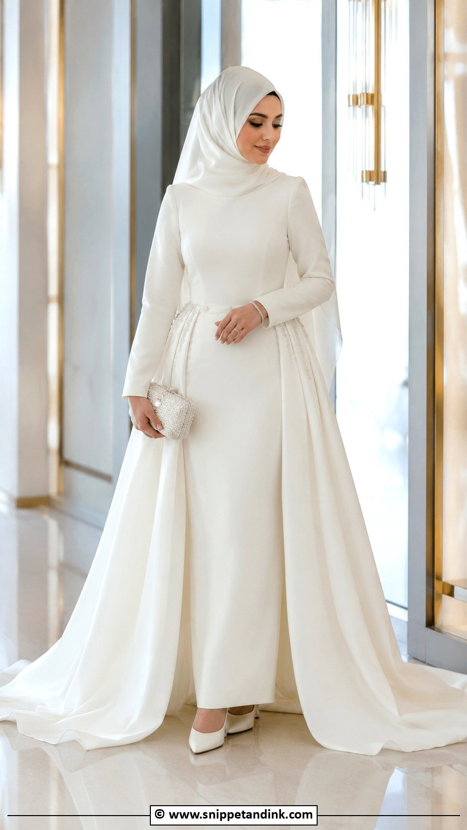 Bridal Hijab With Detachable Train - Snippet and Ink - 30 Bridal Hijab Styles